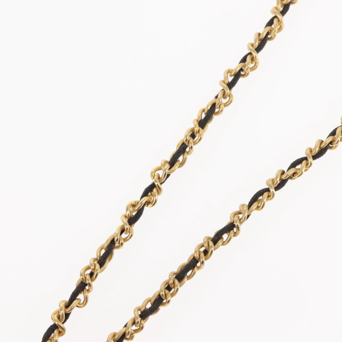 CHANEL Eau de Parfum Necklace metal Gold Black CC Auth bs27543
