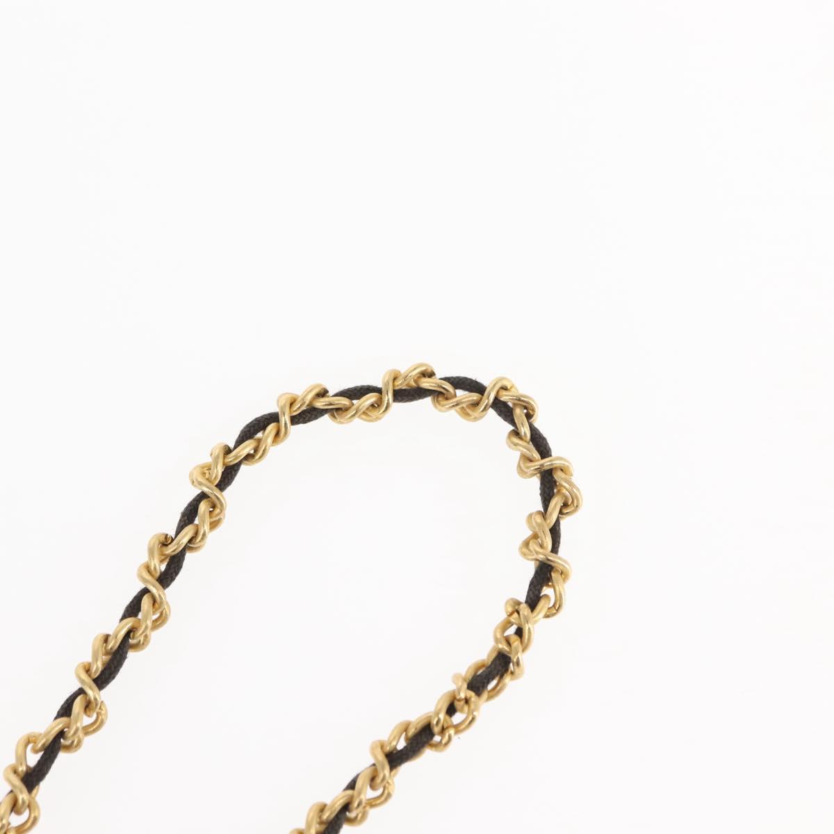 CHANEL Eau de Parfum Necklace metal Gold Black CC Auth bs27543