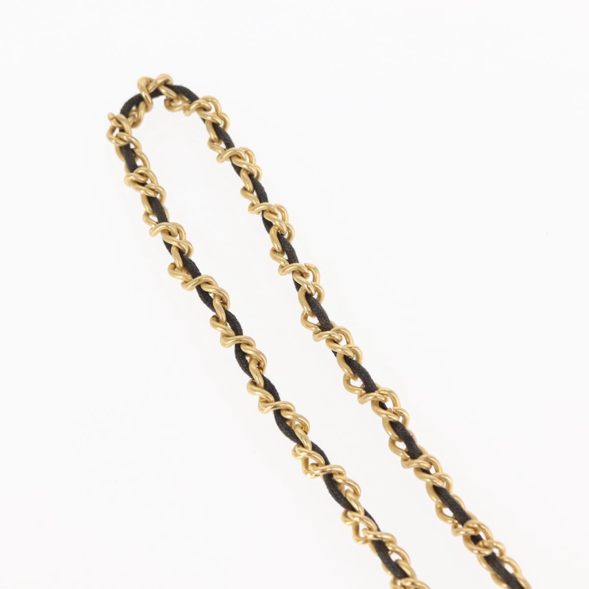 CHANEL Eau de Parfum Necklace metal Gold Black CC Auth bs27543