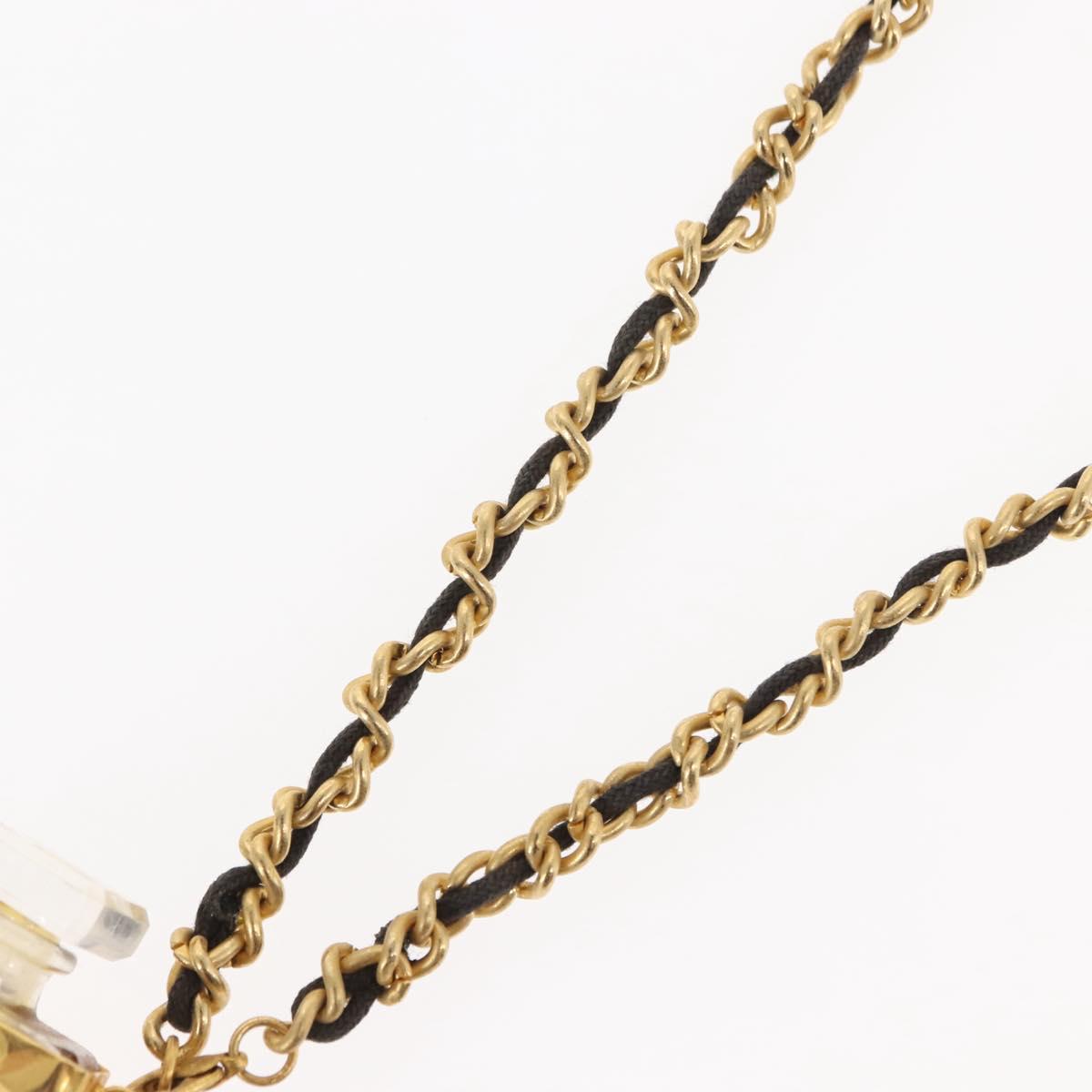 CHANEL Eau de Parfum Necklace metal Gold Black CC Auth bs27543