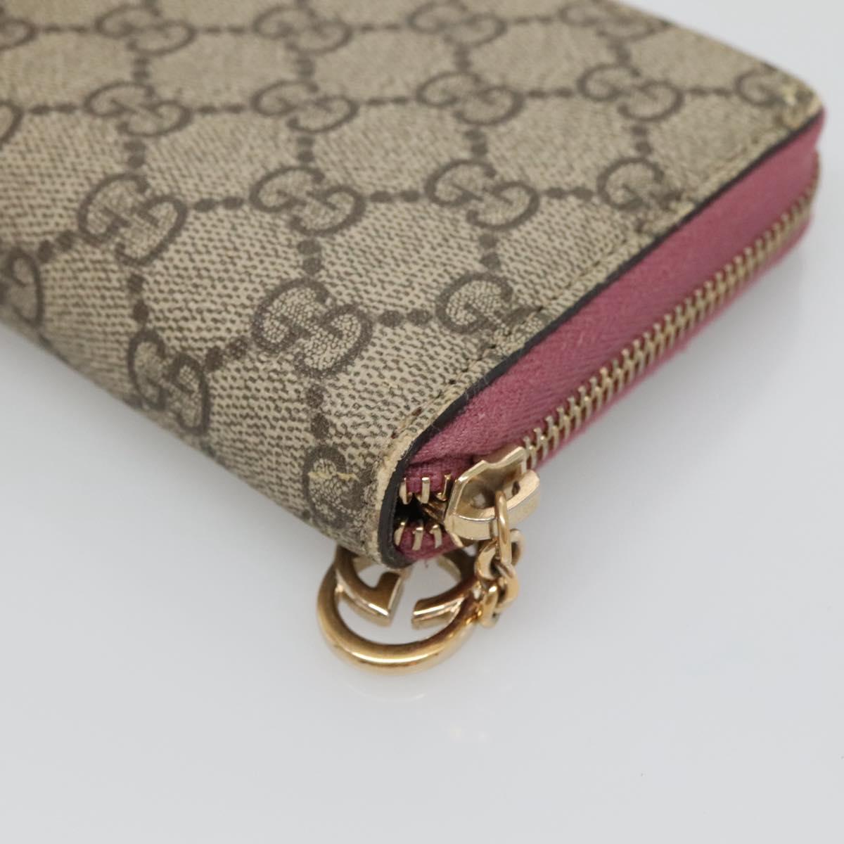 GUCCI GG Supreme Long Wallet PVC Beige Gold 307982 Auth bs27544