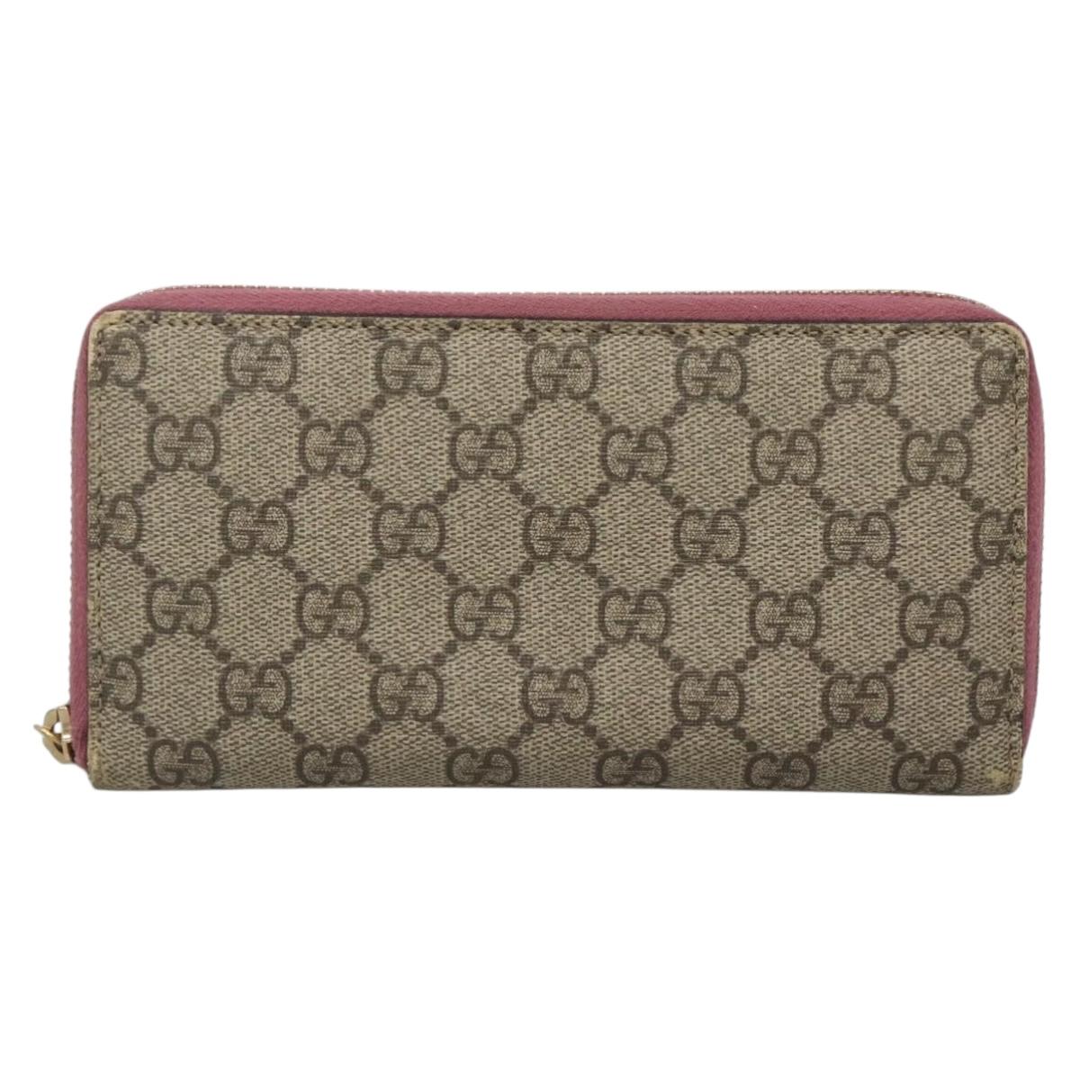 GUCCI GG Supreme Long Wallet PVC Beige Gold 307982 Auth bs27544
