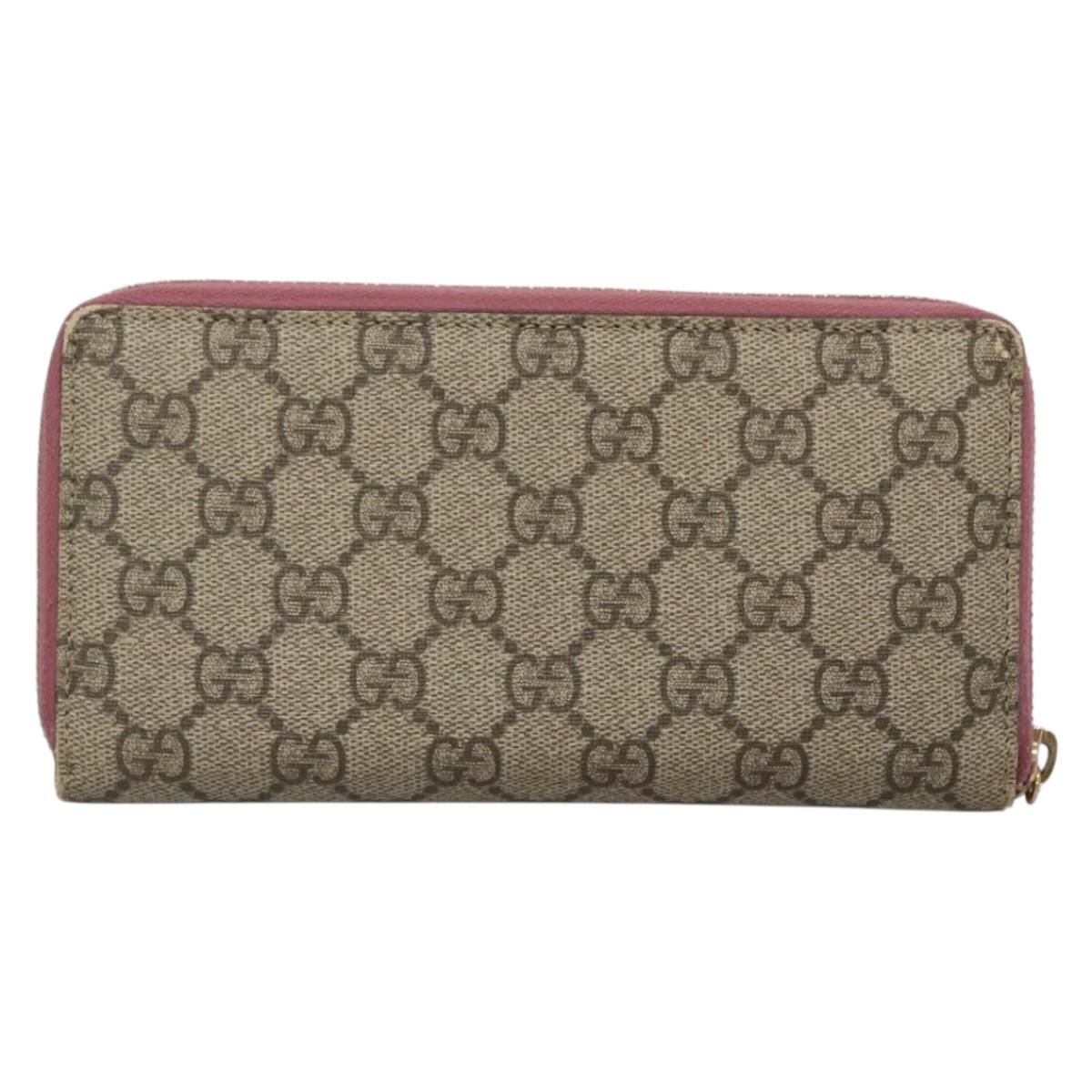 GUCCI GG Supreme Long Wallet PVC Beige Gold 307982 Auth bs27544