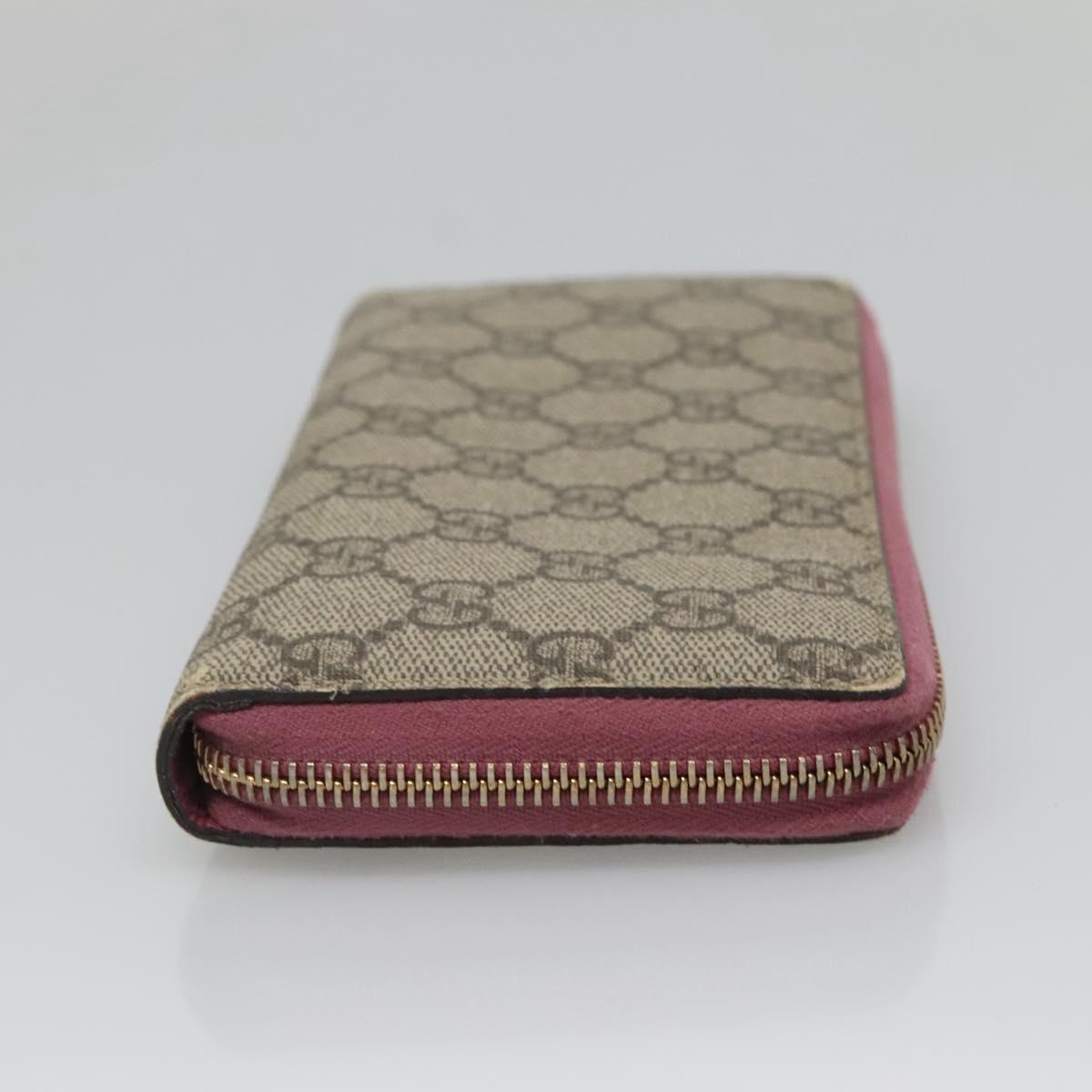 GUCCI GG Supreme Long Wallet PVC Beige Gold 307982 Auth bs27544