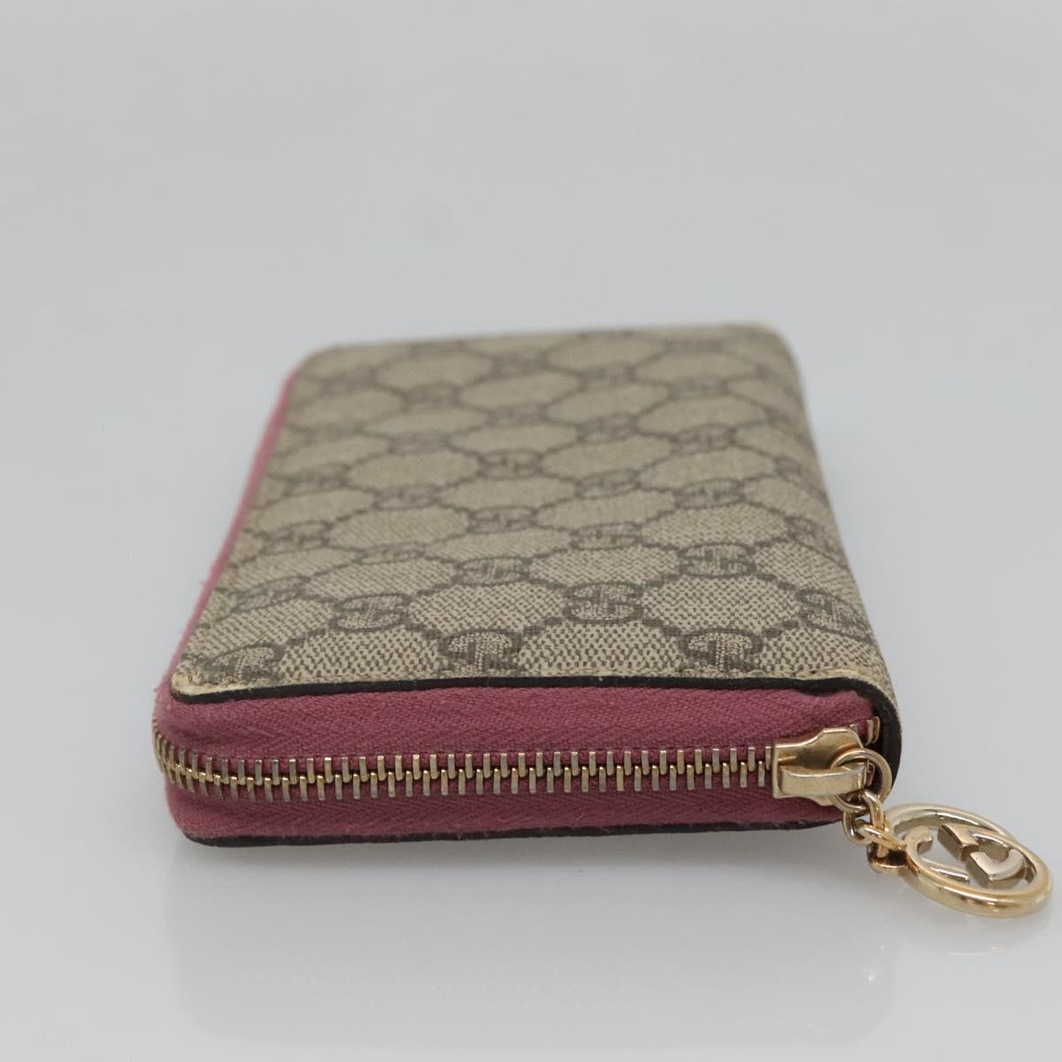 GUCCI GG Supreme Long Wallet PVC Beige Gold 307982 Auth bs27544