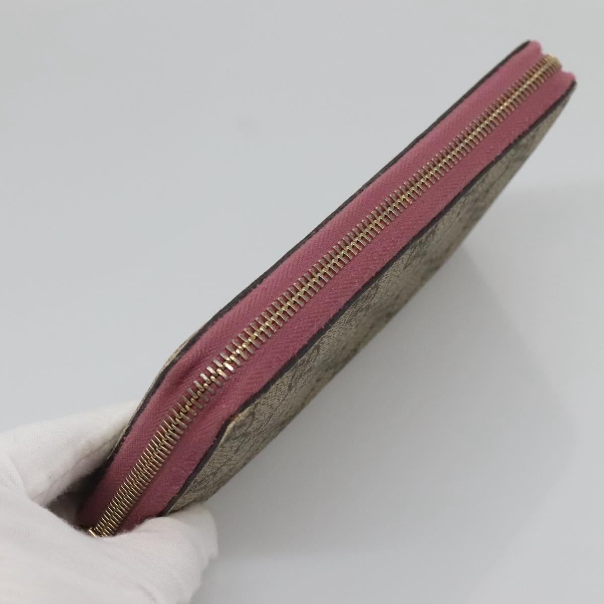 GUCCI GG Supreme Long Wallet PVC Beige Gold 307982 Auth bs27544