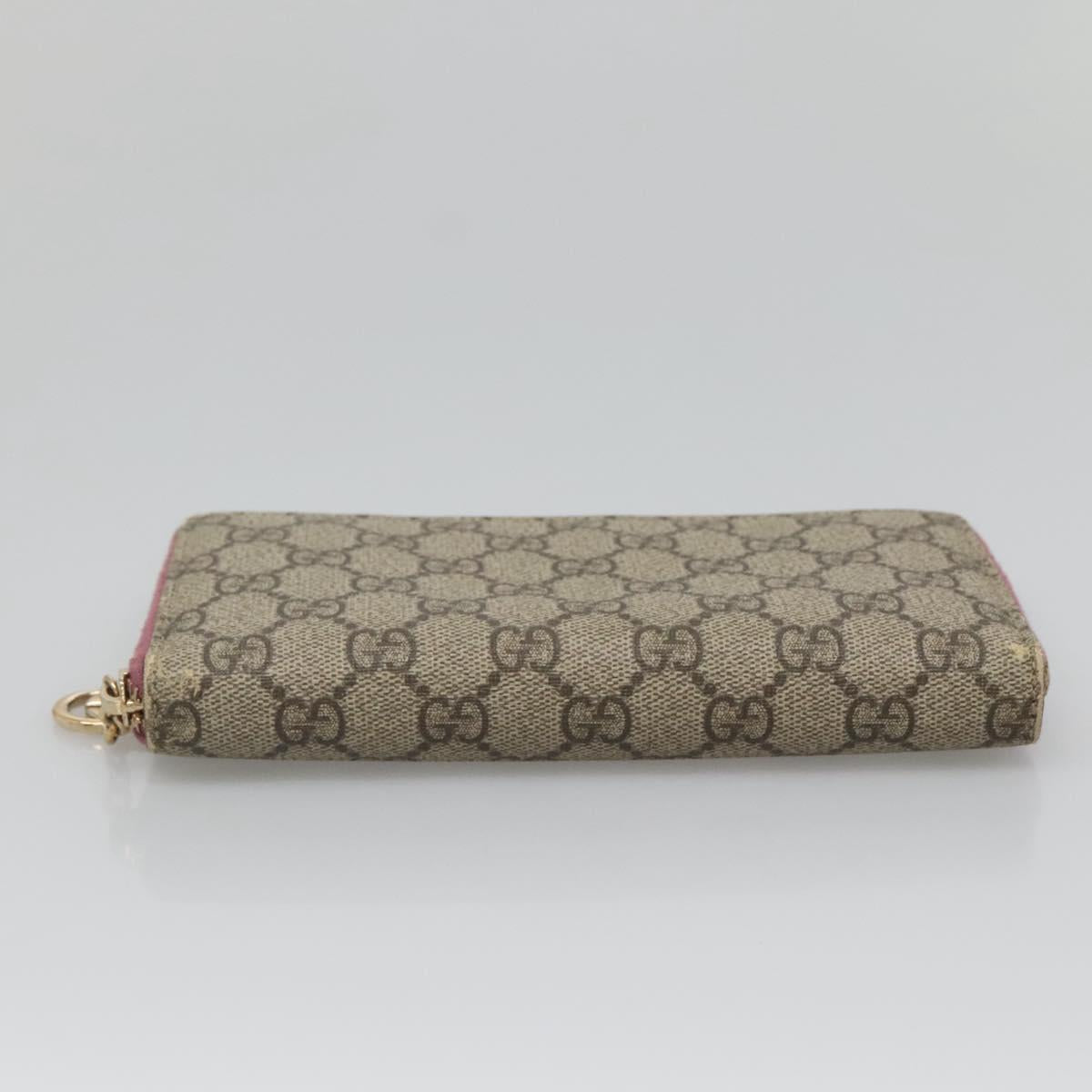 GUCCI GG Supreme Long Wallet PVC Beige Gold 307982 Auth bs27544