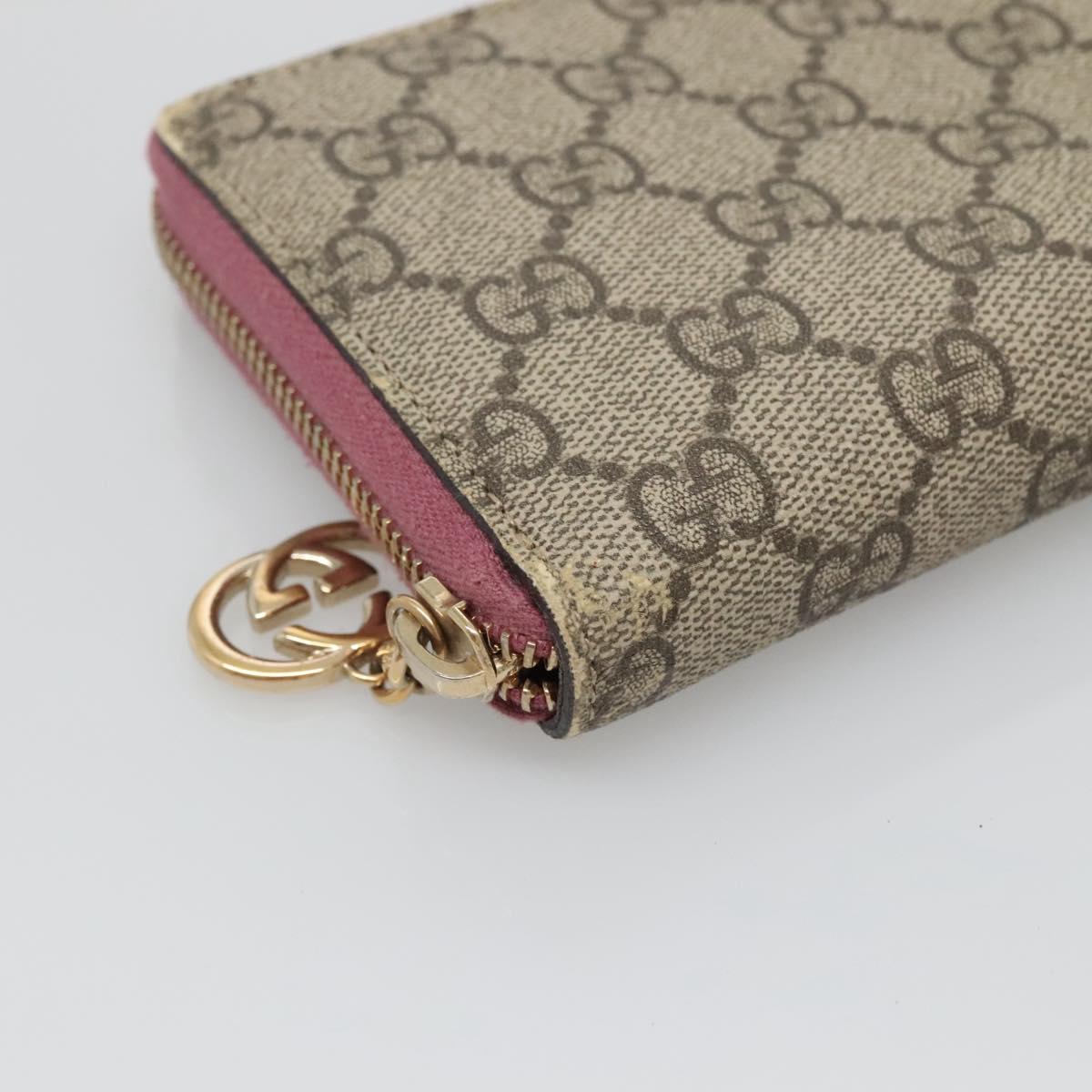 GUCCI GG Supreme Long Wallet PVC Beige Gold 307982 Auth bs27544