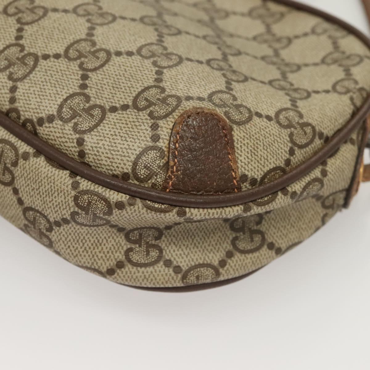 GUCCI GG Supreme Web Sherry Line Bag PVC Beige Gold 156 02 066 Auth bs27546