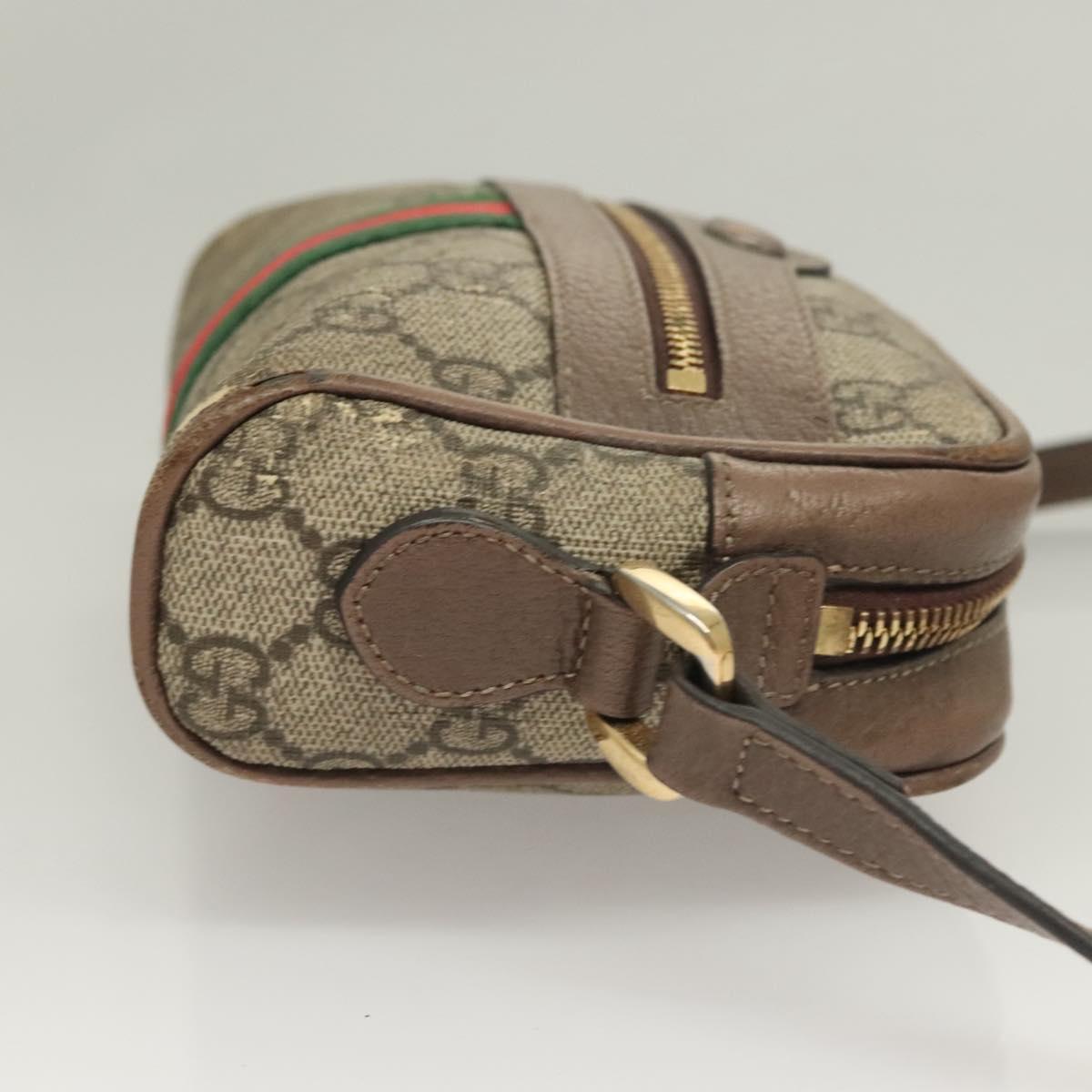 GUCCI GG Supreme Web Sherry Line Shoulder Bag PVC Beige Gold 517350 Auth bs27547