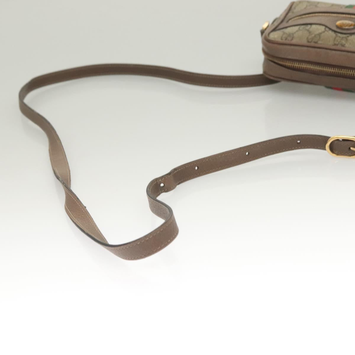 GUCCI GG Supreme Web Sherry Line Shoulder Bag PVC Beige Gold 517350 Auth bs27547