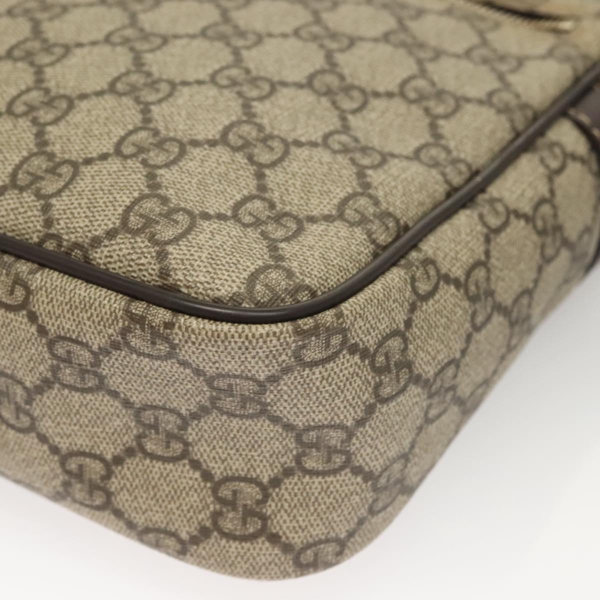 GUCCI GG Supreme Shoulder Bag PVC Beige Gold 233268 Auth bs27549