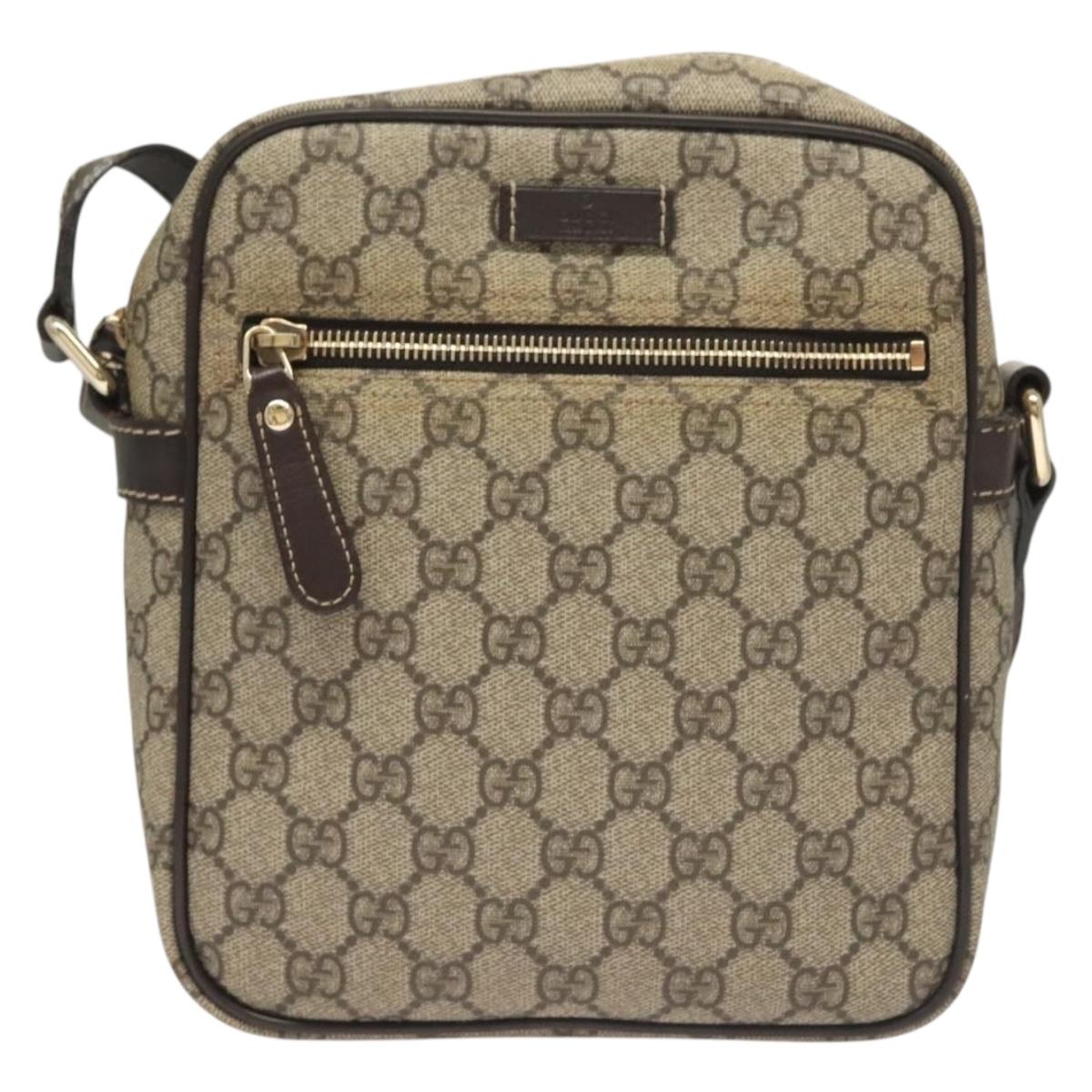 GUCCI GG Supreme Shoulder Bag PVC Beige Gold 233268 Auth bs27549