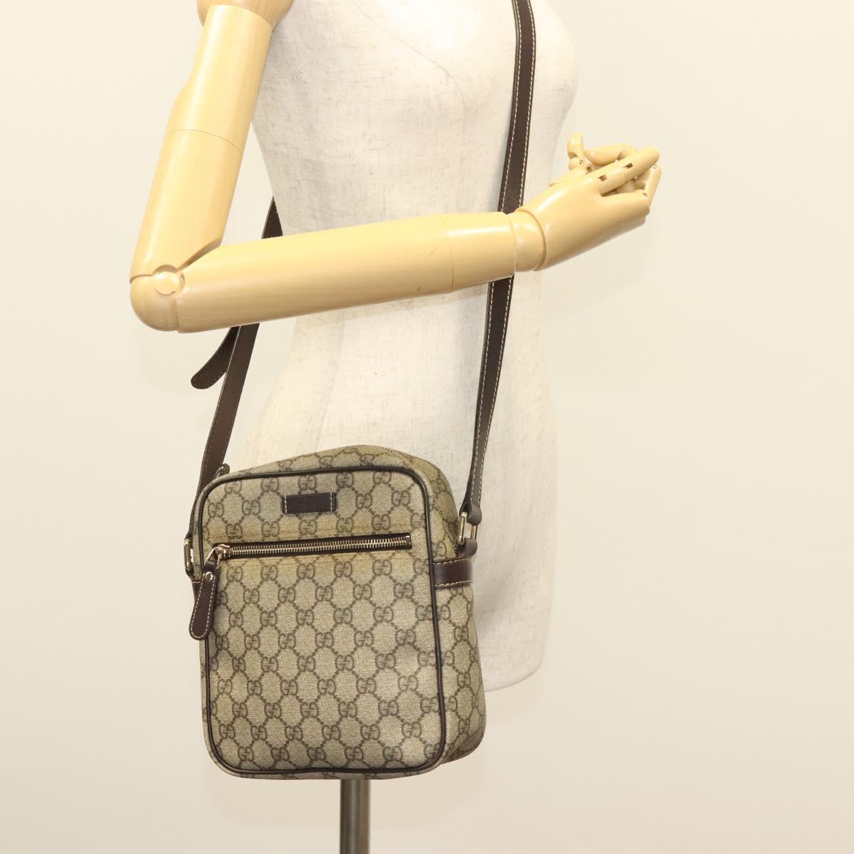 GUCCI GG Supreme Shoulder Bag PVC Beige Gold 233268 Auth bs27549