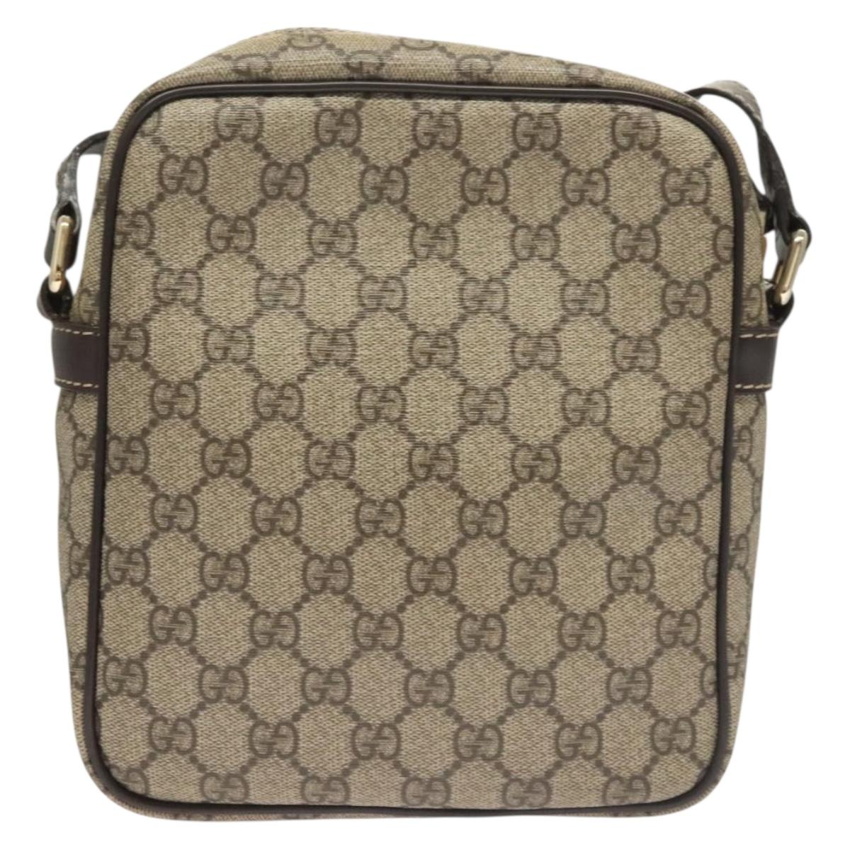 GUCCI GG Supreme Shoulder Bag PVC Beige Gold 233268 Auth bs27549