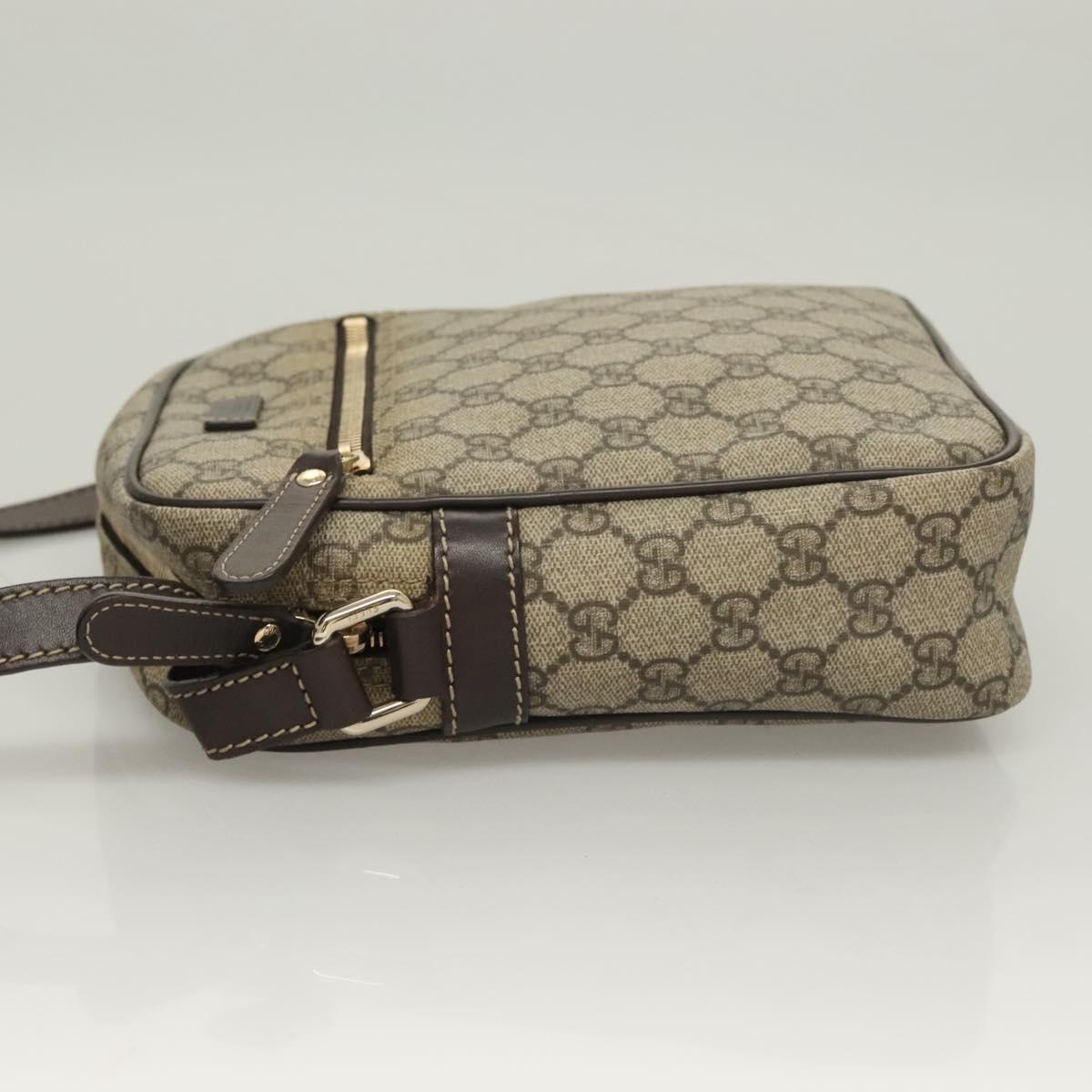 GUCCI GG Supreme Shoulder Bag PVC Beige Gold 233268 Auth bs27549