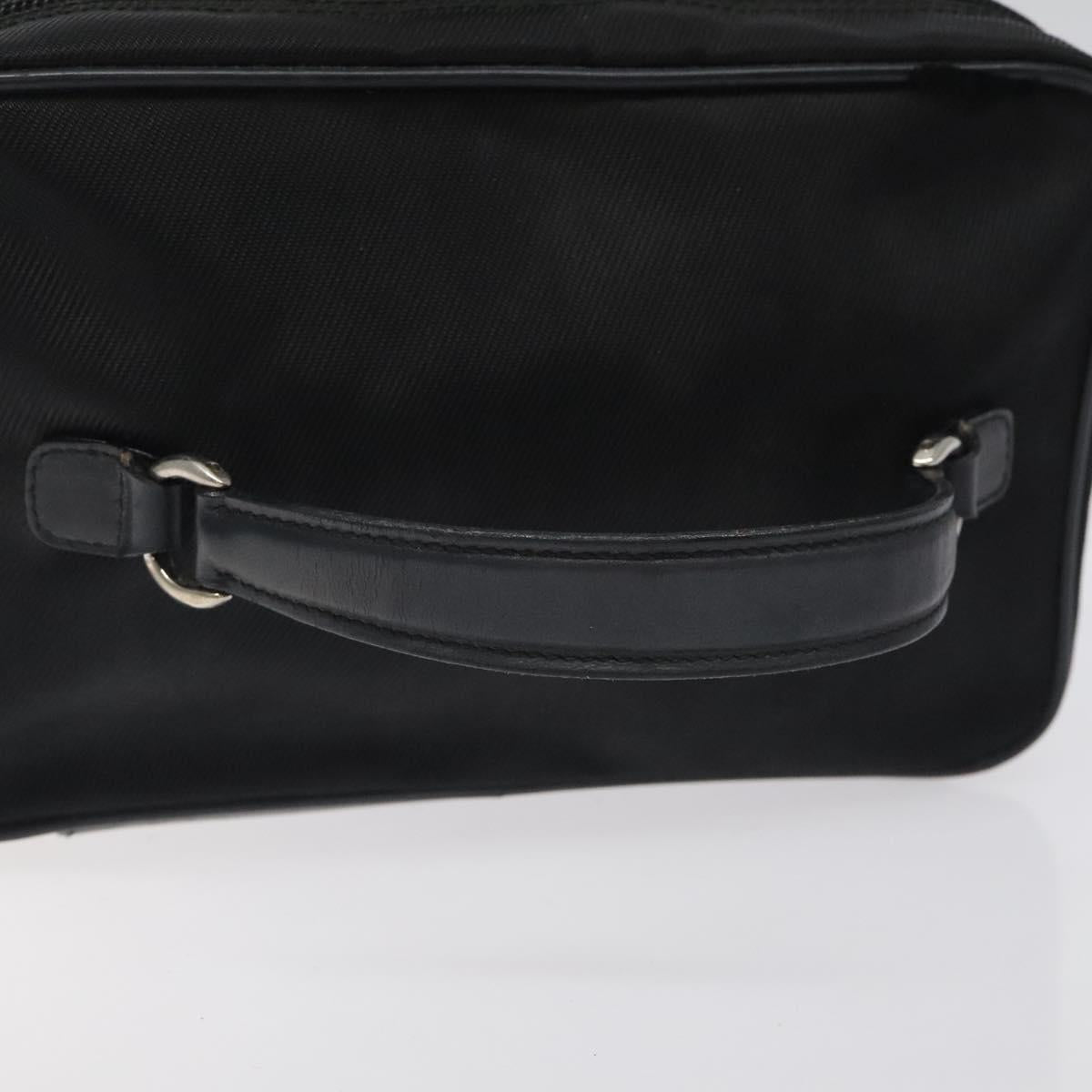 GUCCI Vanity Bamboo Pouch Nylon Black Silver 032 2265 0150 Auth bs27552