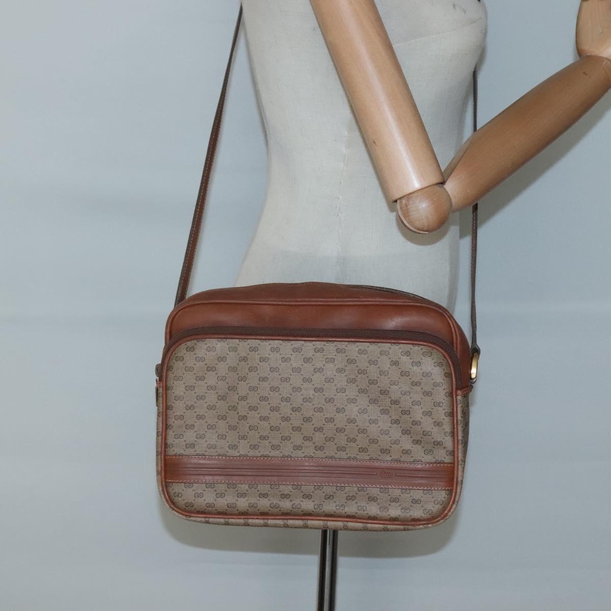 GUCCI Micro GG Supreme Shoulder Bag PVC Beige Gold 001 115 5443 Auth bs27554