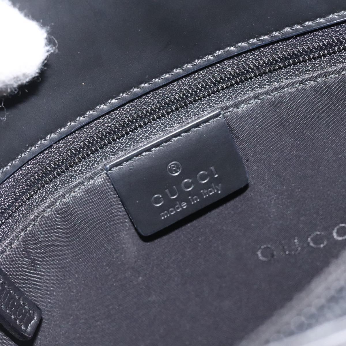 GUCCI Shoulder Bag Leather Black Silver Auth bs27555