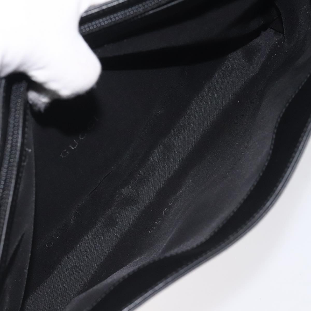 GUCCI Shoulder Bag Leather Black Silver Auth bs27555