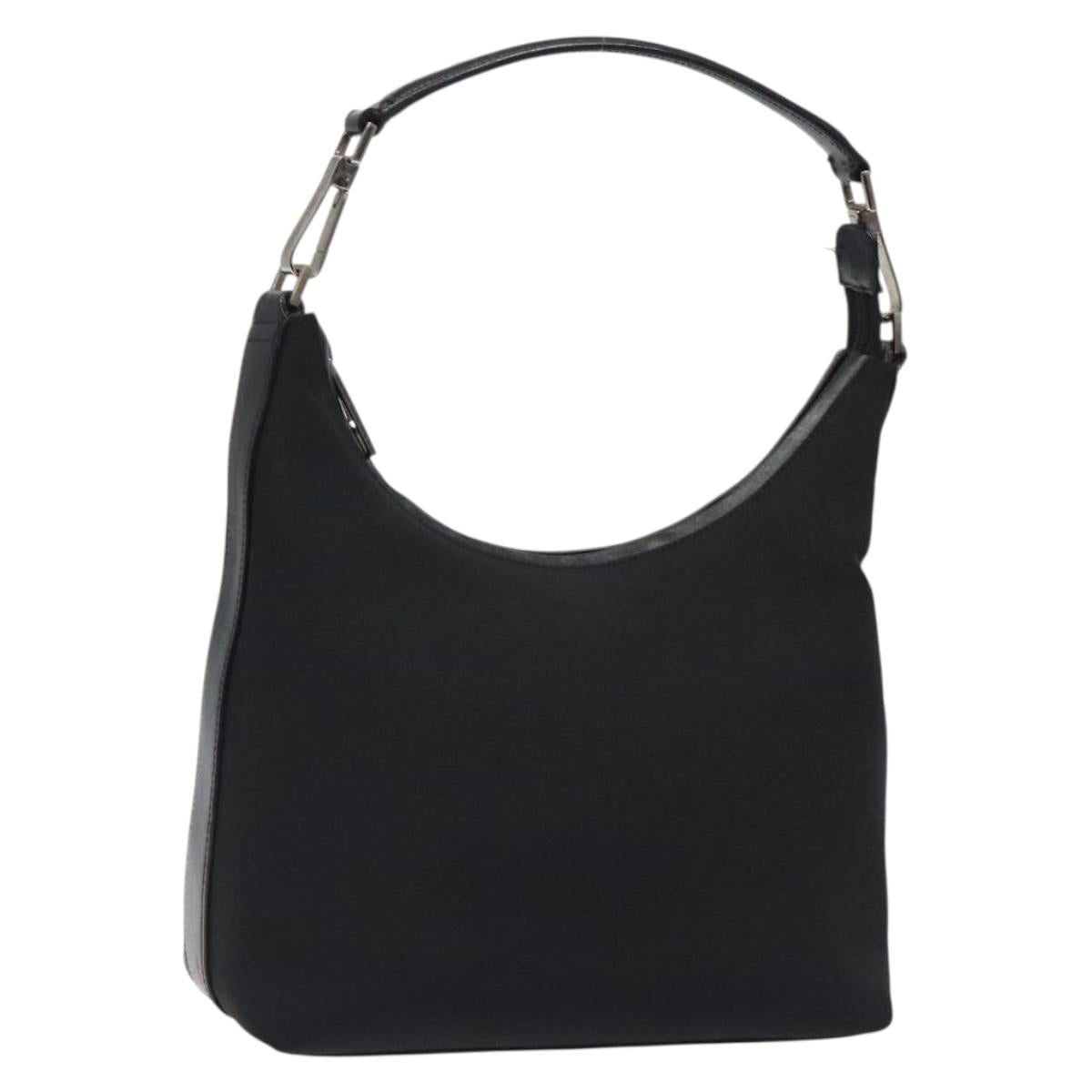 GUCCI Shoulder Bag Nylon Leather Black Silver 000 2113 0602 Auth bs27556