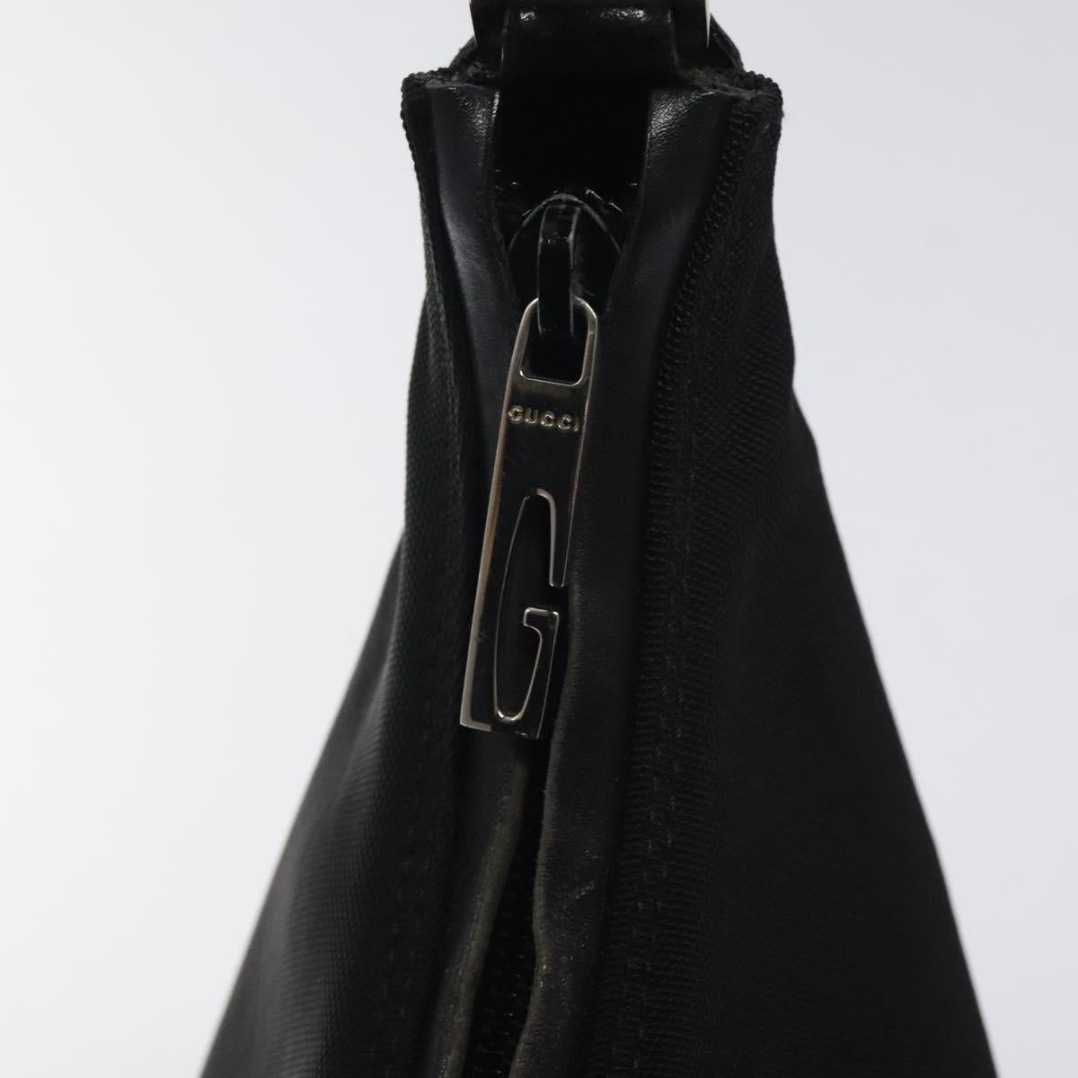 GUCCI Shoulder Bag Nylon Leather Black Silver 000 2113 0602 Auth bs27556