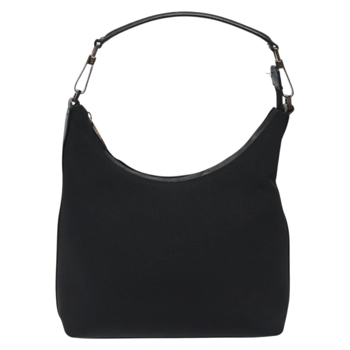 GUCCI Shoulder Bag Nylon Leather Black Silver 000 2113 0602 Auth bs27556