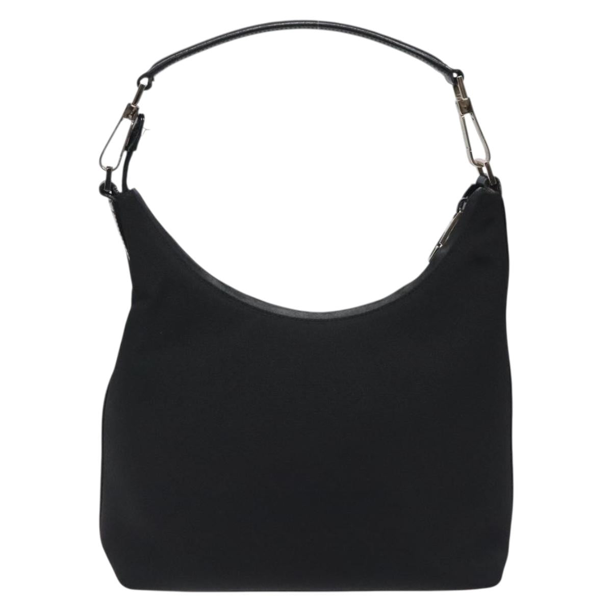GUCCI Shoulder Bag Nylon Leather Black Silver 000 2113 0602 Auth bs27556