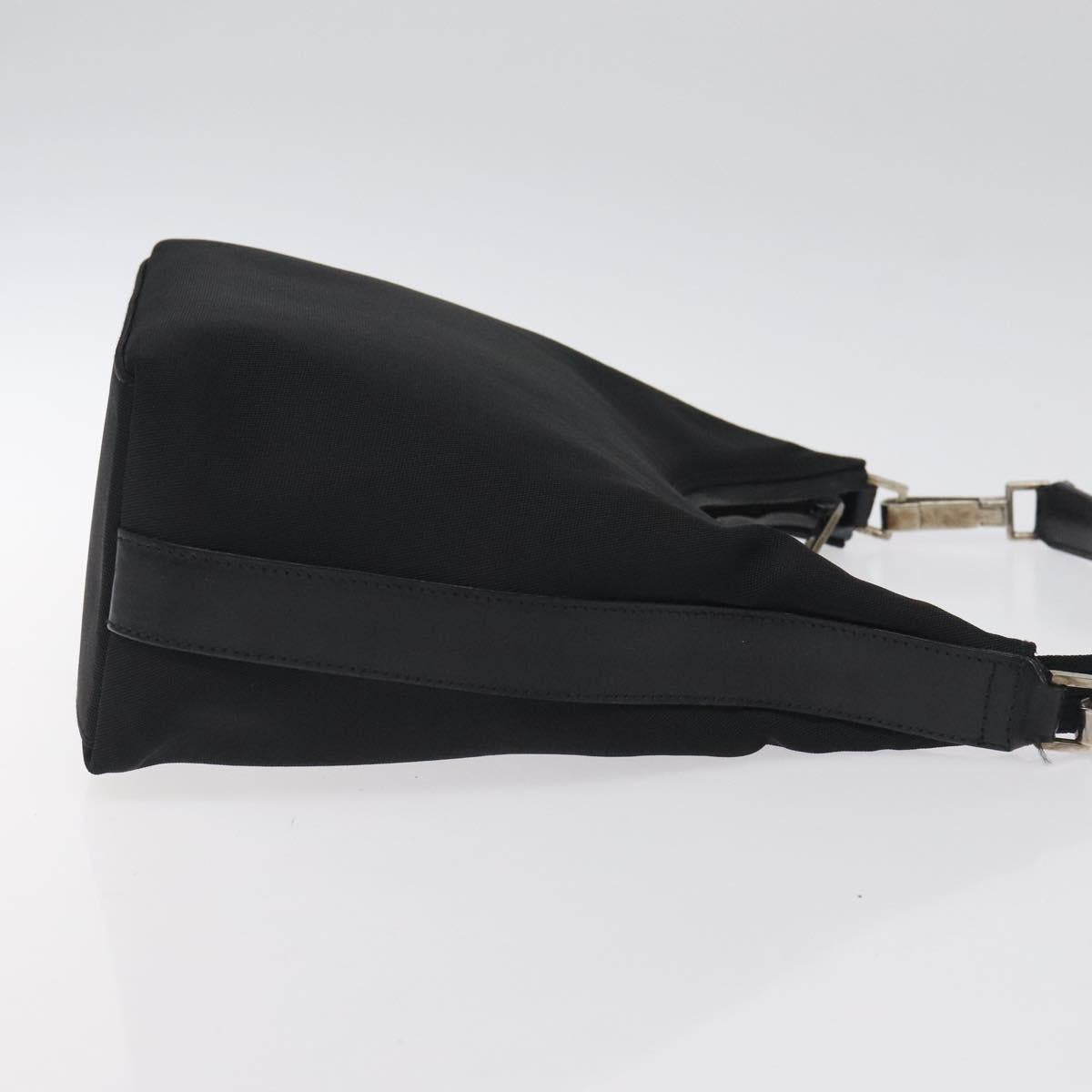 GUCCI Shoulder Bag Nylon Leather Black Silver 000 2113 0602 Auth bs27556
