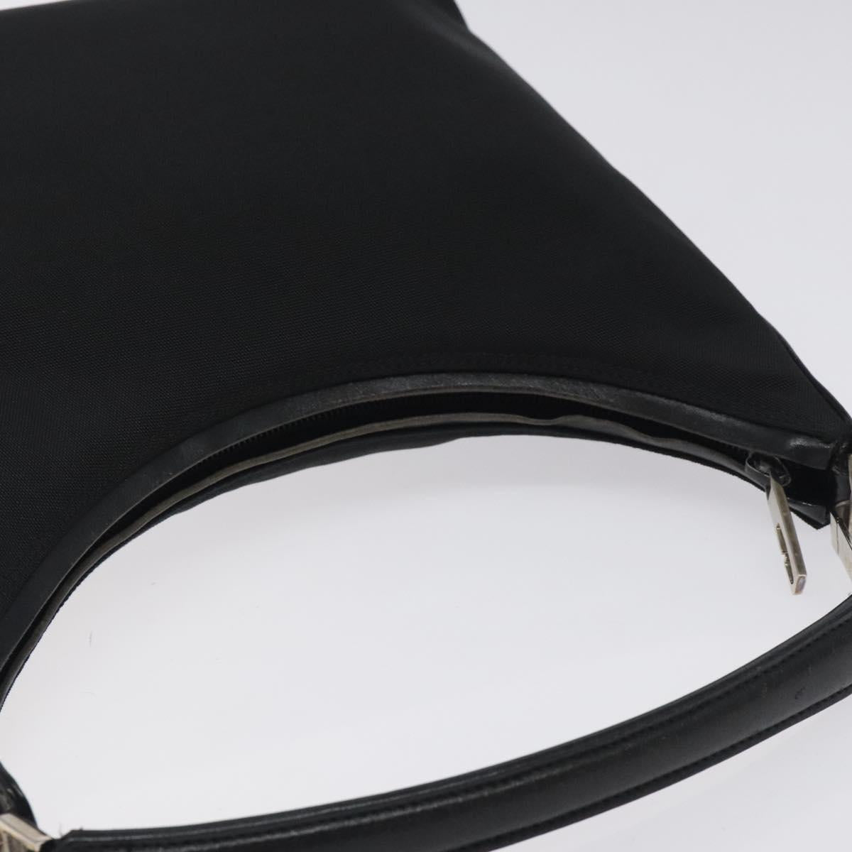GUCCI Shoulder Bag Nylon Leather Black Silver 000 2113 0602 Auth bs27556