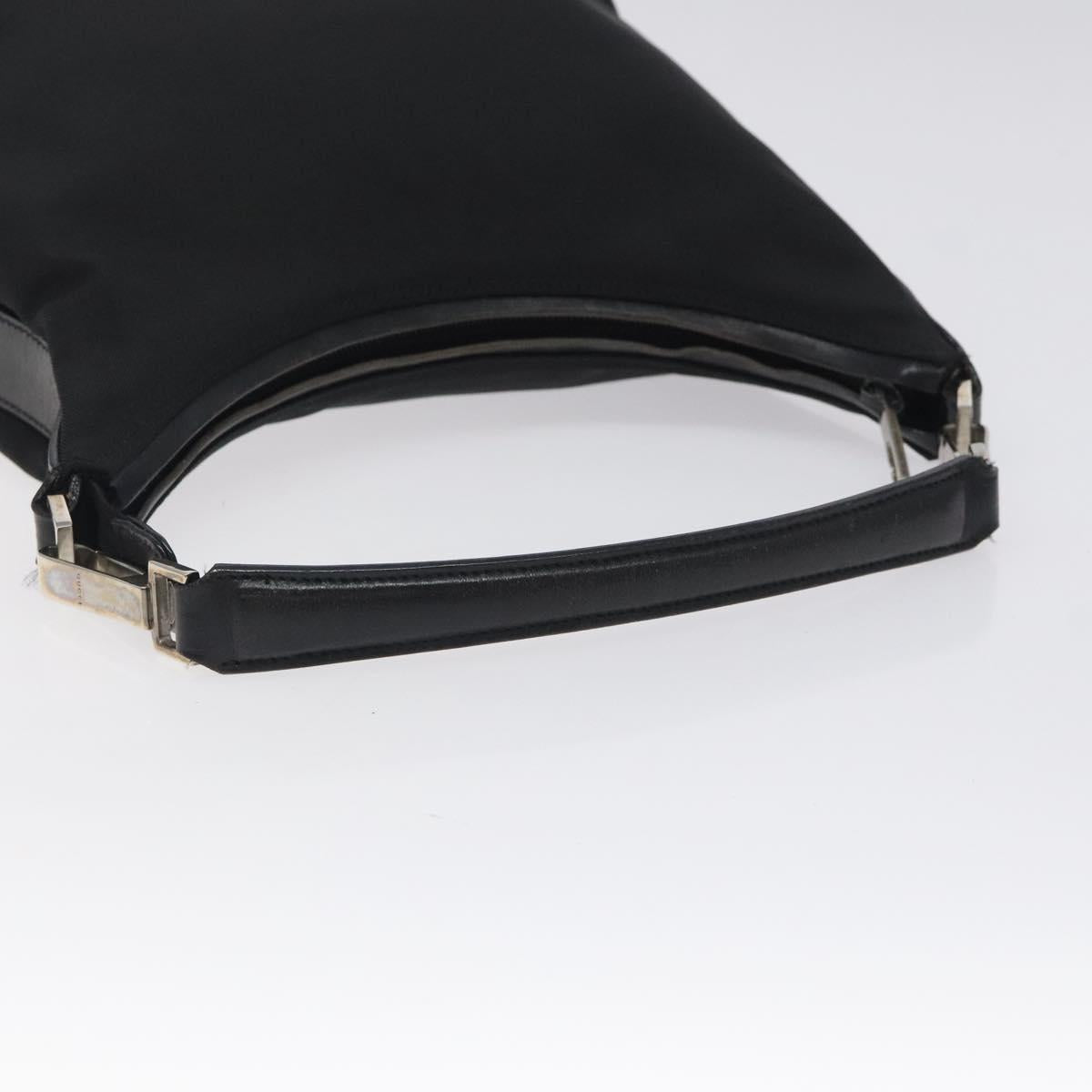GUCCI Shoulder Bag Nylon Leather Black Silver 000 2113 0602 Auth bs27556