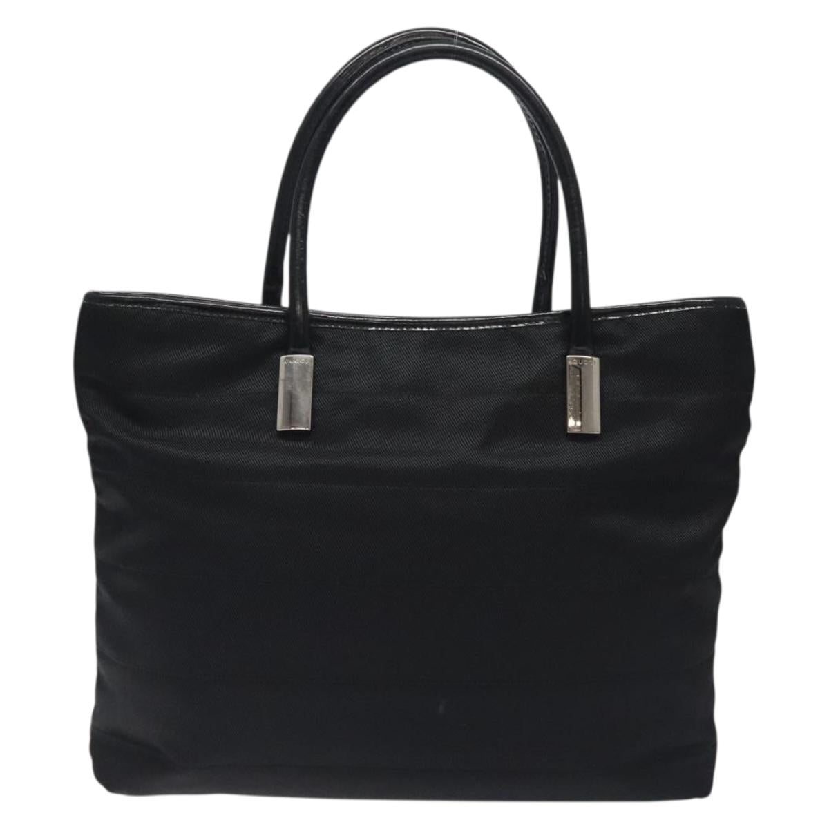 GUCCI Tote Bag Nylon Leather Black Silver 002 123 0457 Auth bs27557