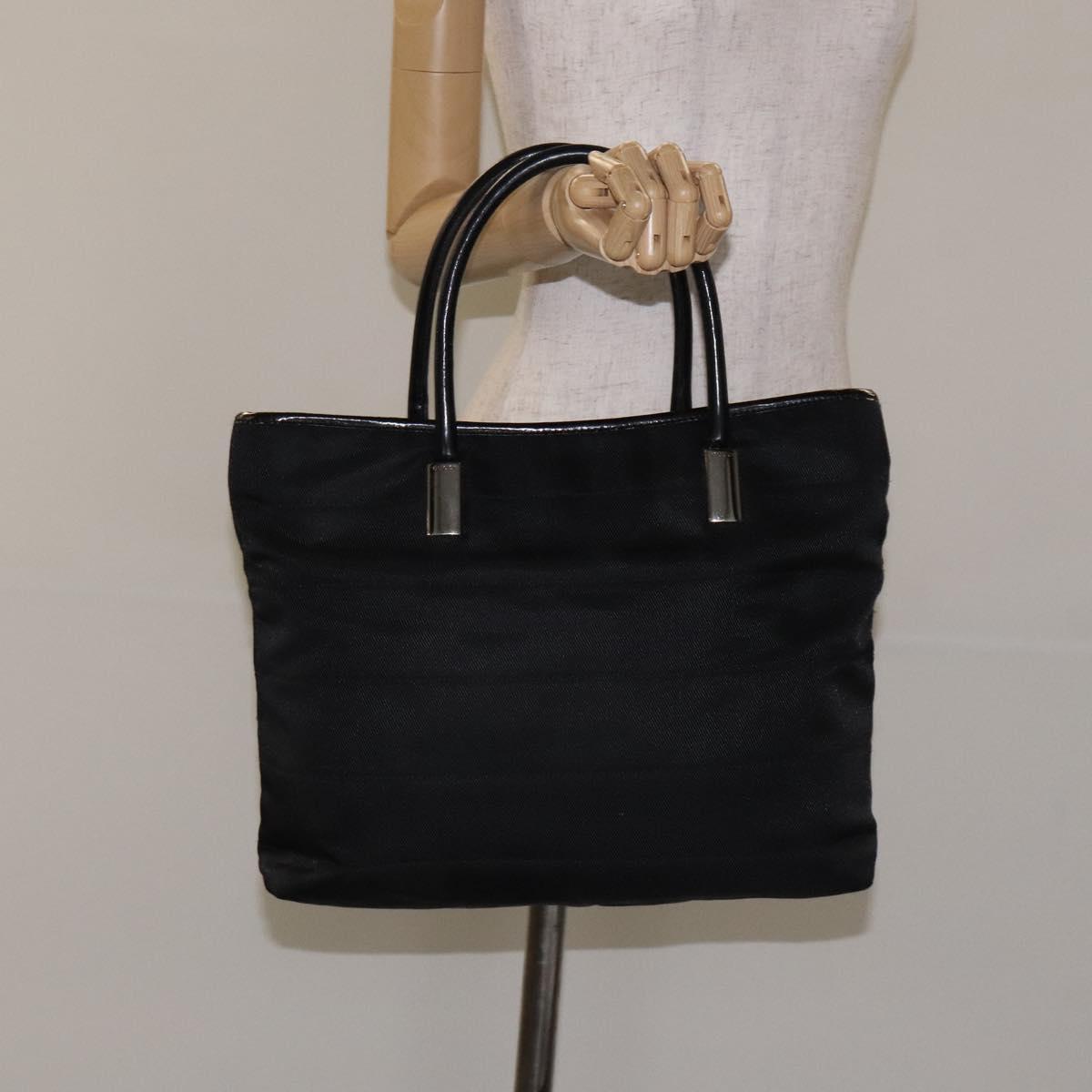 GUCCI Tote Bag Nylon Leather Black Silver 002 123 0457 Auth bs27557