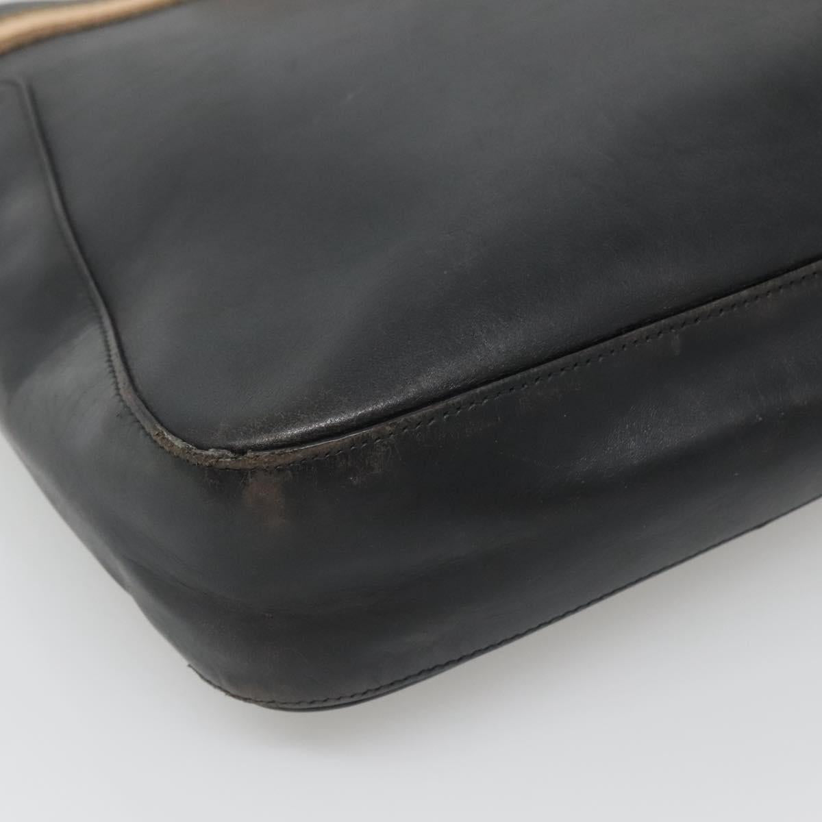 GUCCI Sherry Line Tote Bag Leather Black Silver 002 1134 Auth bs27562
