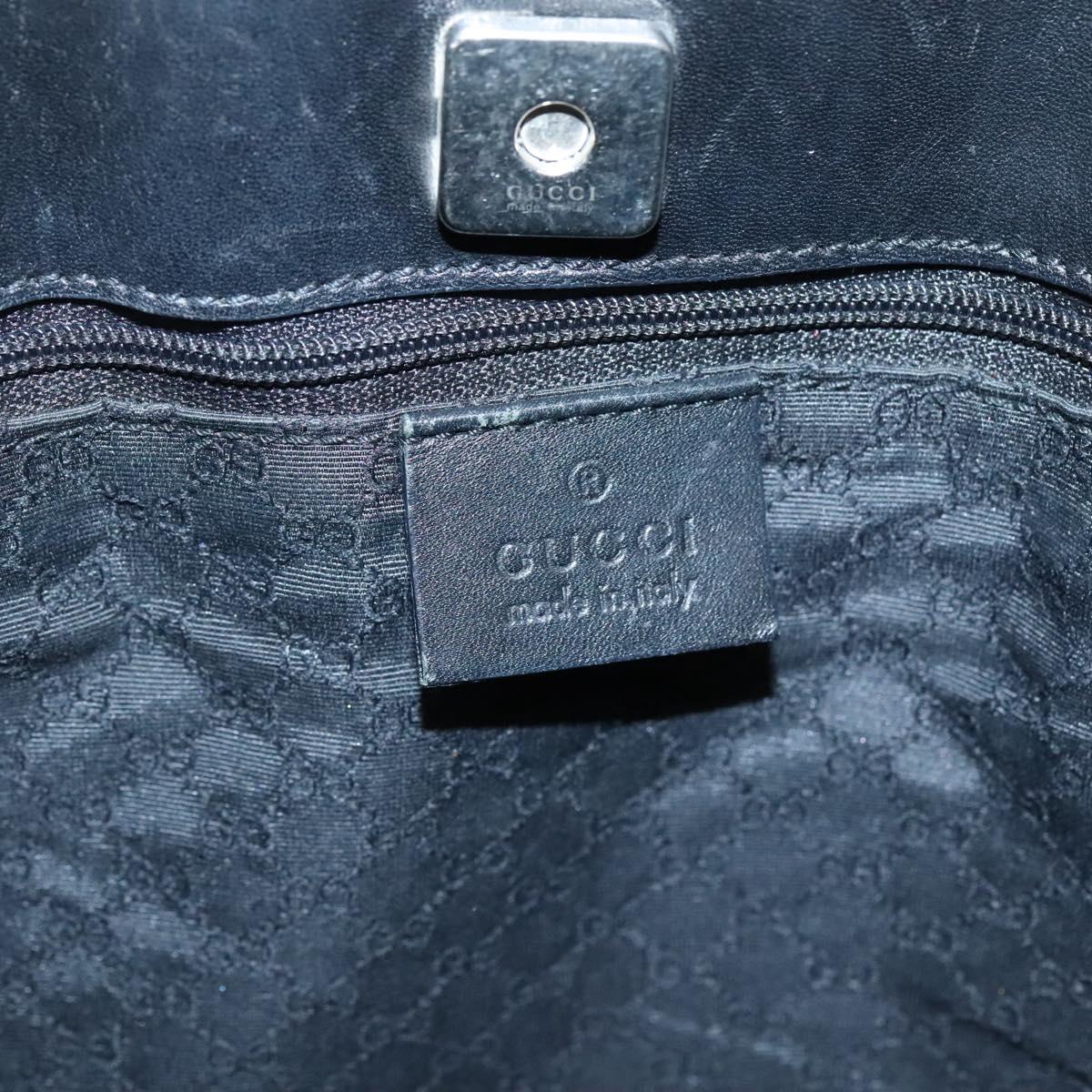 GUCCI Sherry Line Tote Bag Leather Black Silver 002 1134 Auth bs27562