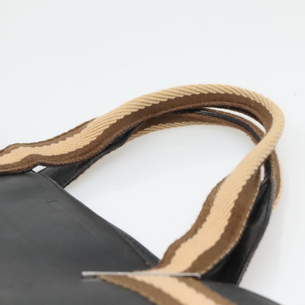 GUCCI Sherry Line Tote Bag Leather Black Silver 002 1134 Auth bs27562