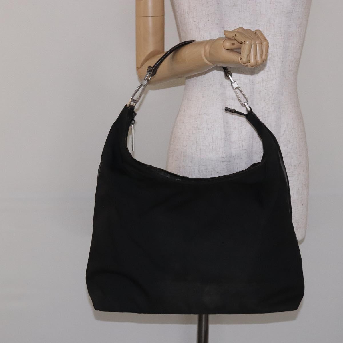 GUCCI Shoulder Bag Nylon Black Silver 001 1955 Auth bs27563