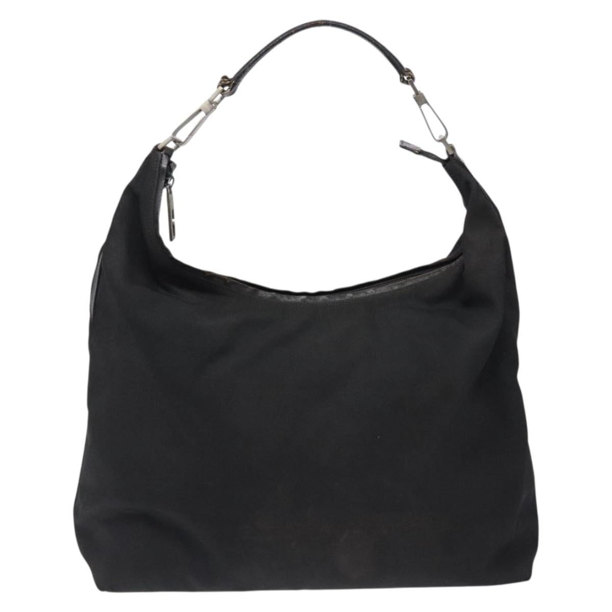 GUCCI Shoulder Bag Nylon Black Silver 001 1955 Auth bs27563