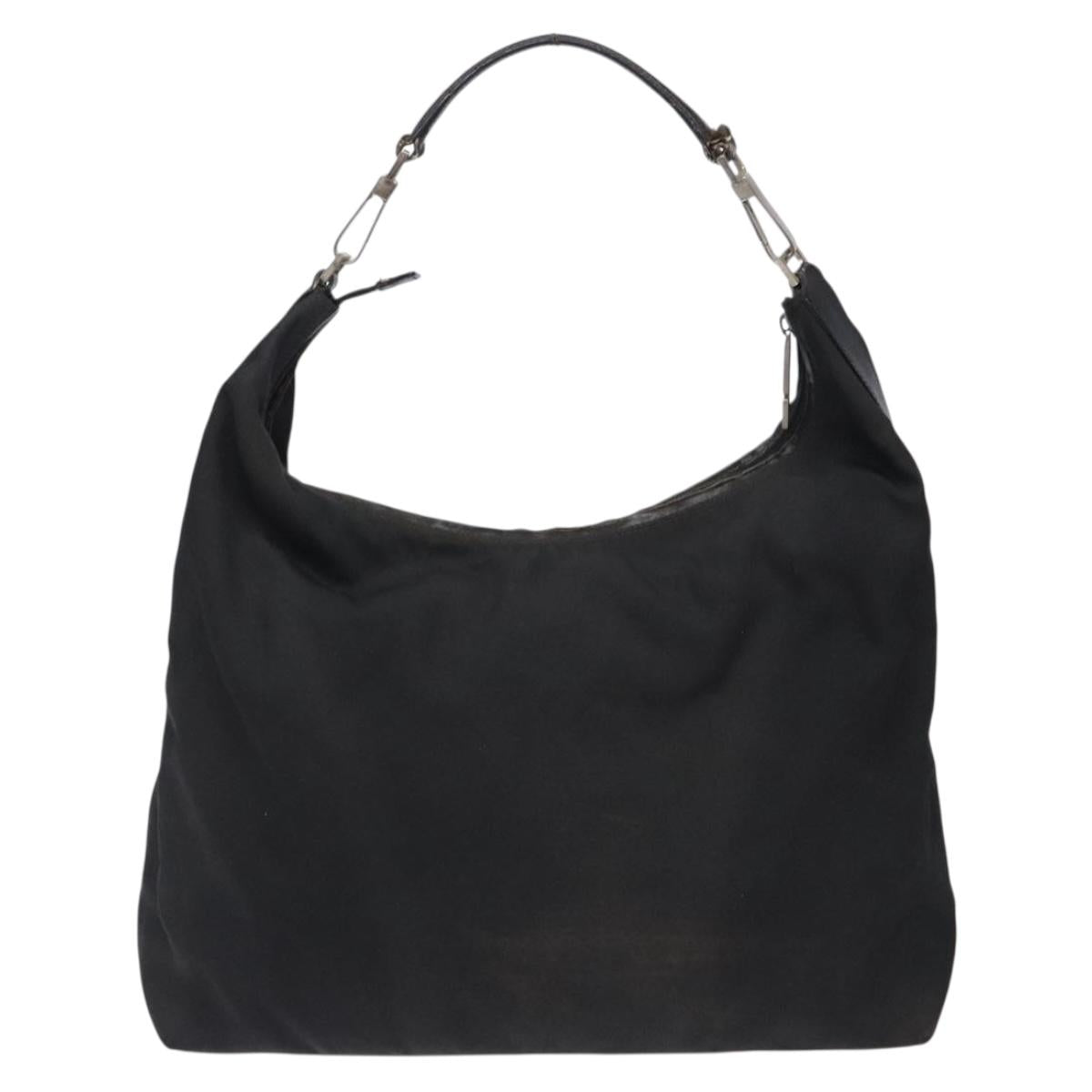 GUCCI Shoulder Bag Nylon Black Silver 001 1955 Auth bs27563