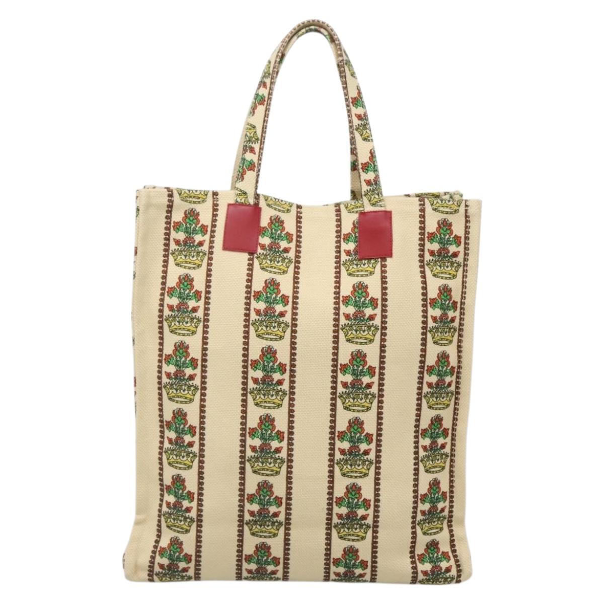 GUCCI Gucci Garden Boutique Tote Bag Canvas Beige Auth bs27564