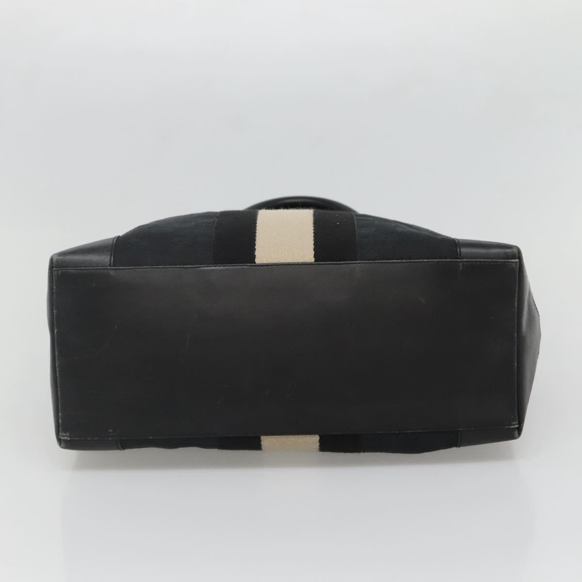 GUCCI GG Canvas Sherry Line Tote Bag Black Silver 002 1093 Auth bs27572