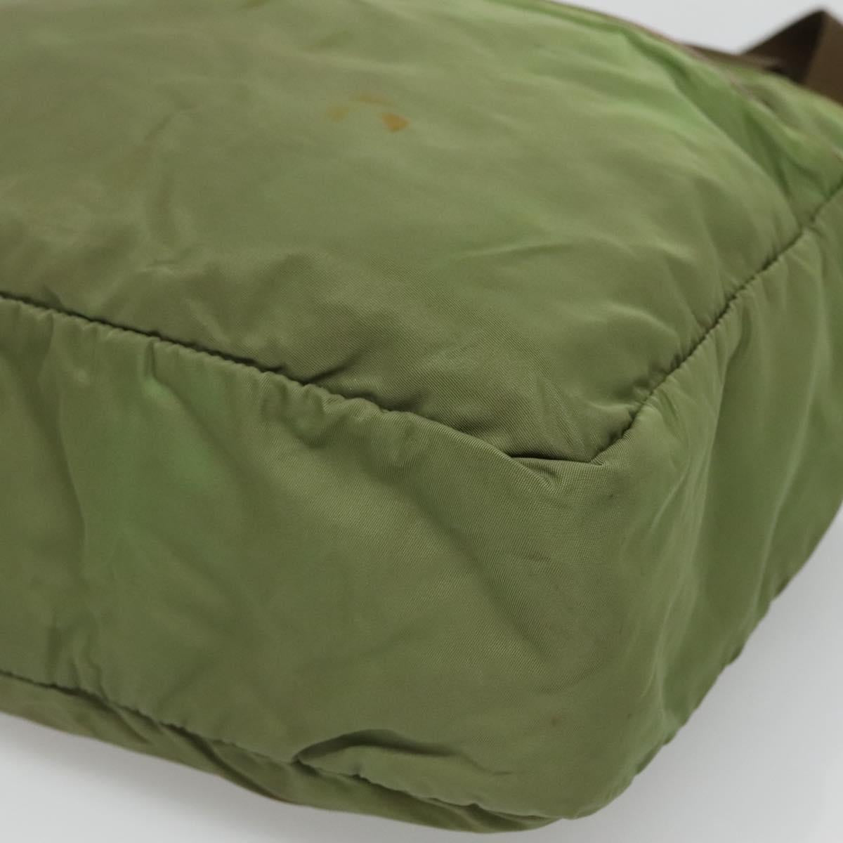 PRADA Shoulder Bag Nylon Khaki Silver Auth bs27601