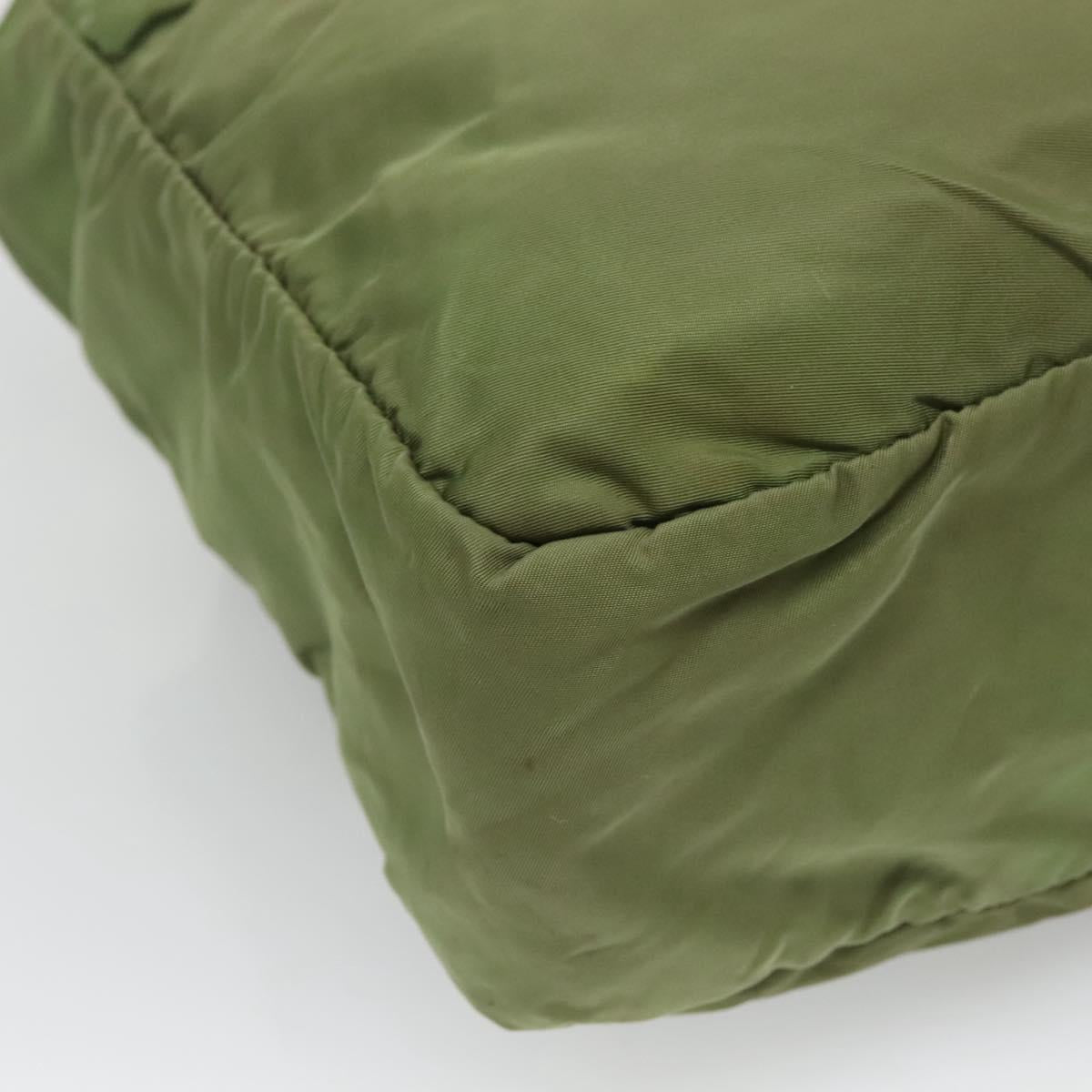 PRADA Shoulder Bag Nylon Khaki Silver Auth bs27601