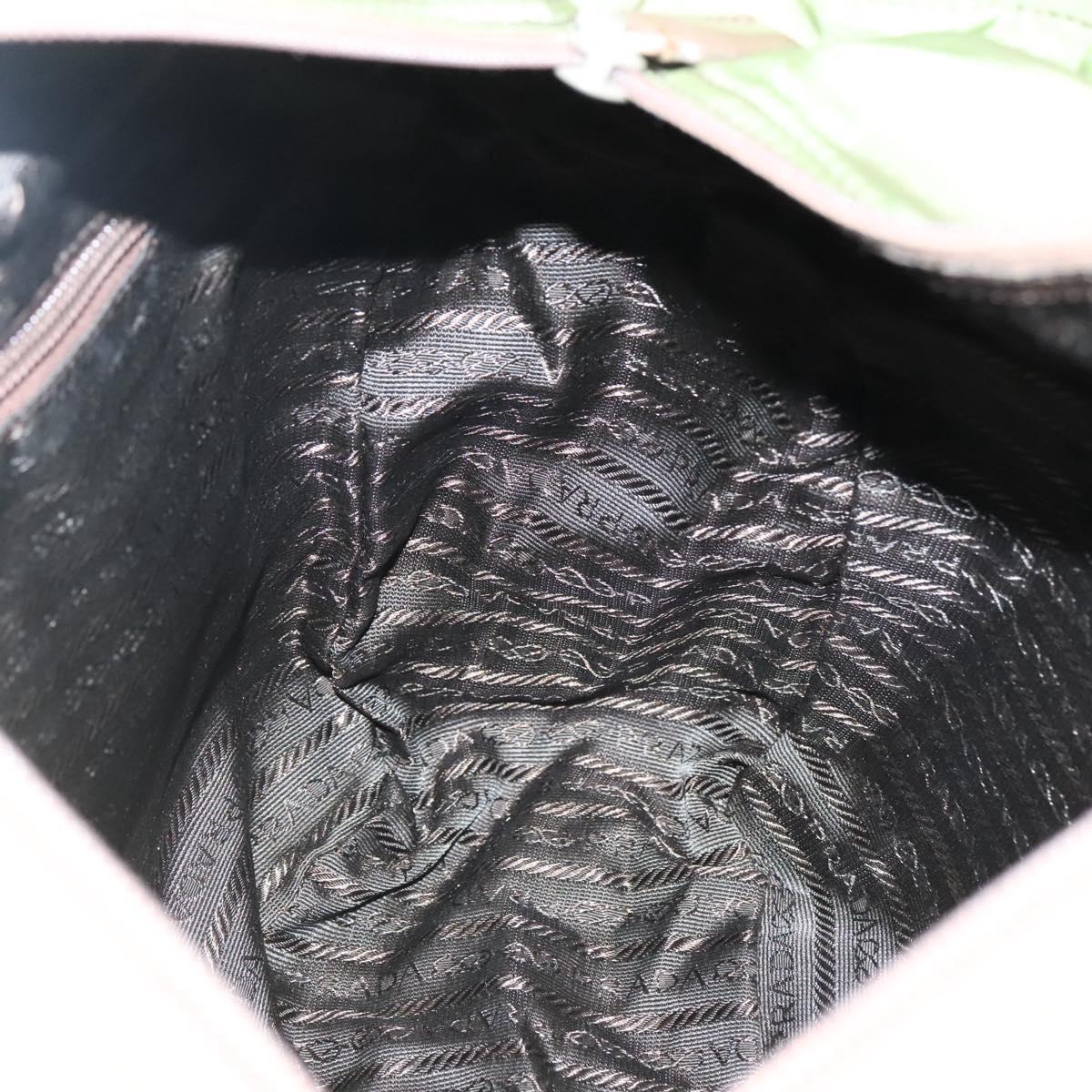 PRADA Shoulder Bag Nylon Khaki Silver Auth bs27601