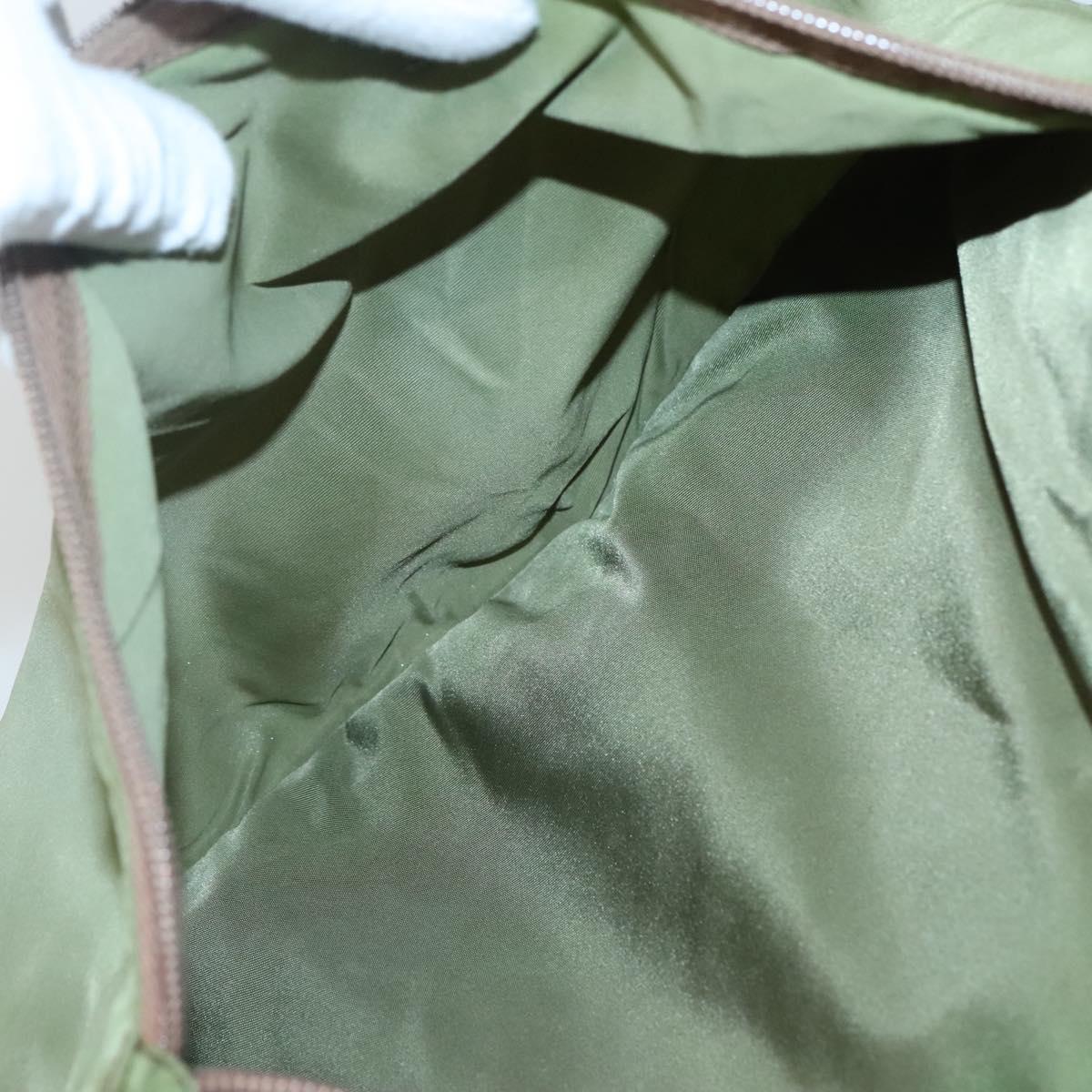 PRADA Shoulder Bag Nylon Khaki Silver Auth bs27601