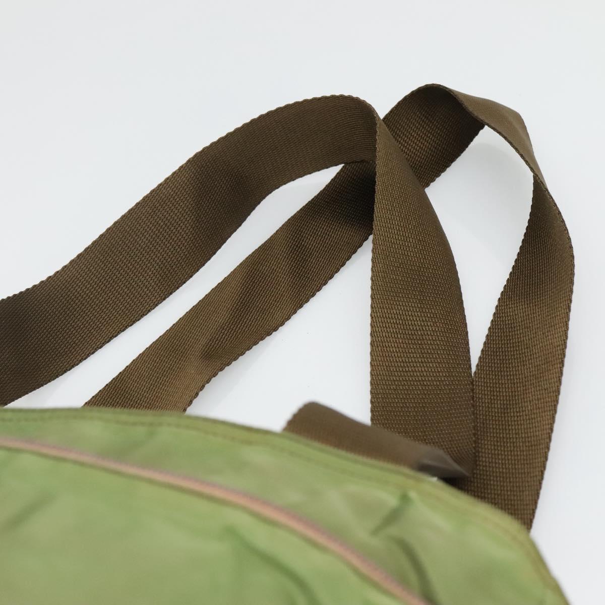 PRADA Shoulder Bag Nylon Khaki Silver Auth bs27601