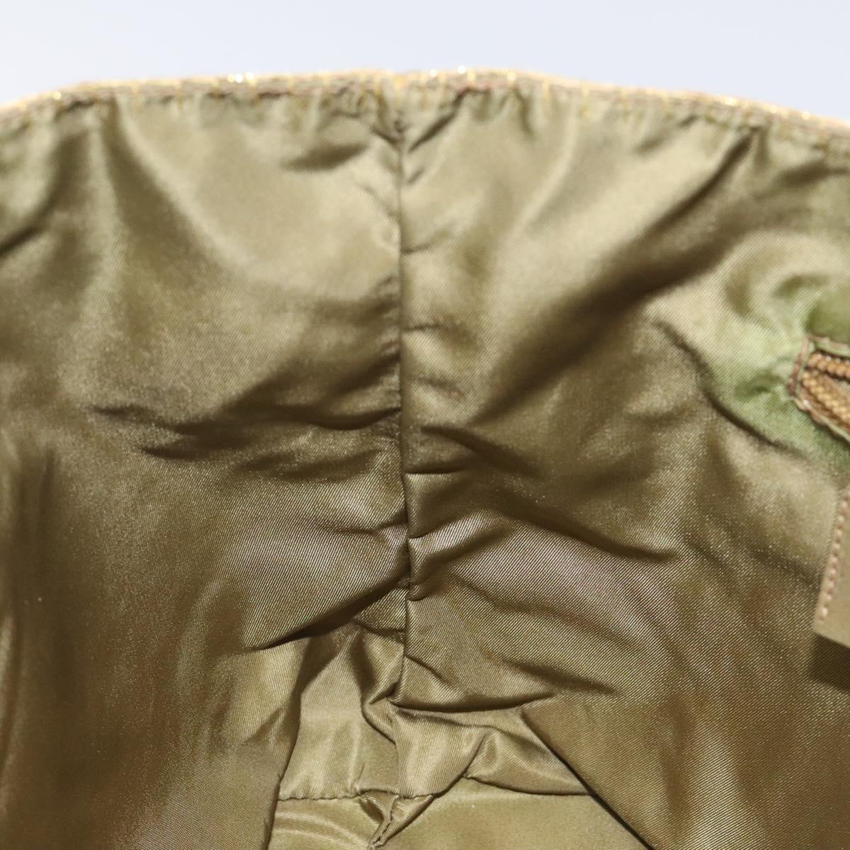 PRADA Hand Bag Satin Beige Gold Auth bs27603