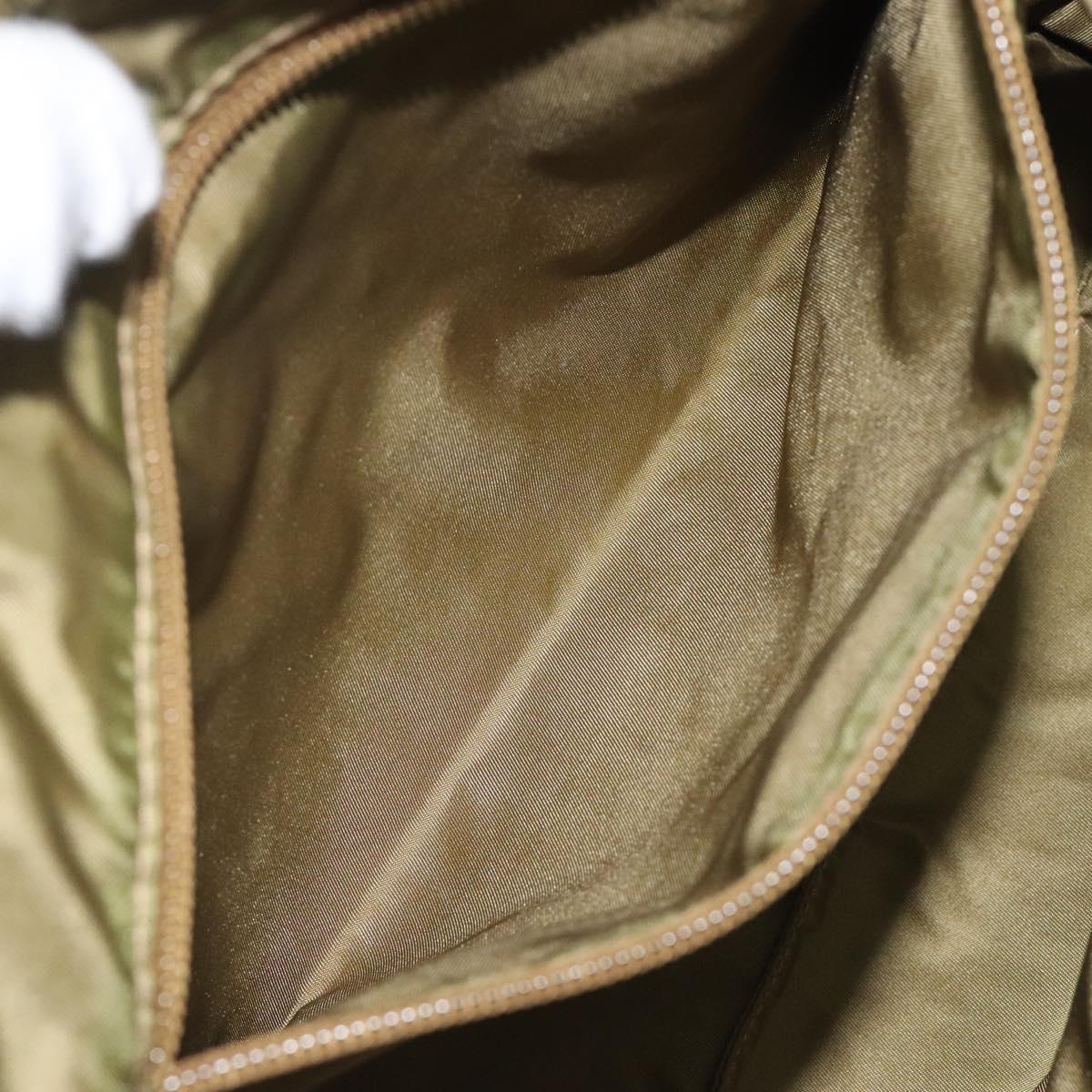 PRADA Hand Bag Satin Beige Gold Auth bs27603