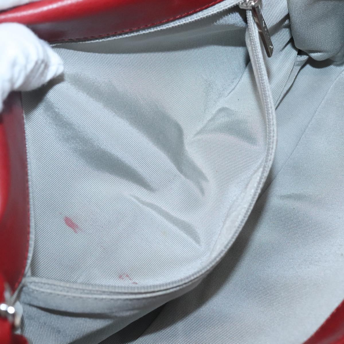 CHANEL Chain Shoulder Bag Leather Red Silver CC Auth bs27630