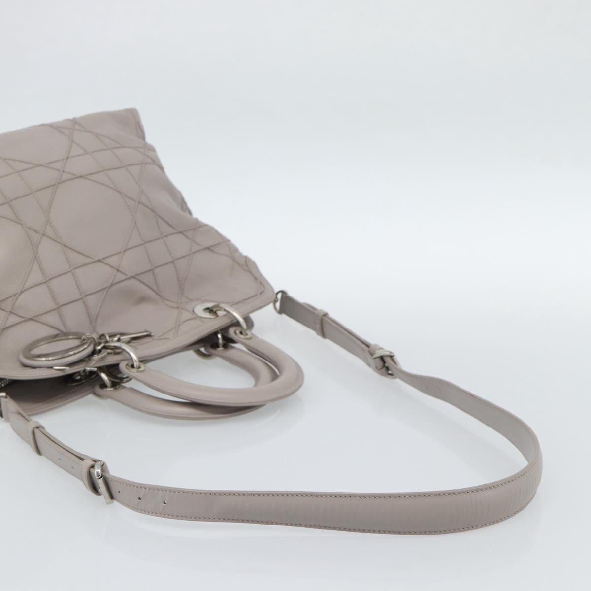 Christian Dior Canage Granville Hand Bag Leather 2way Gray Silver Auth bs27634